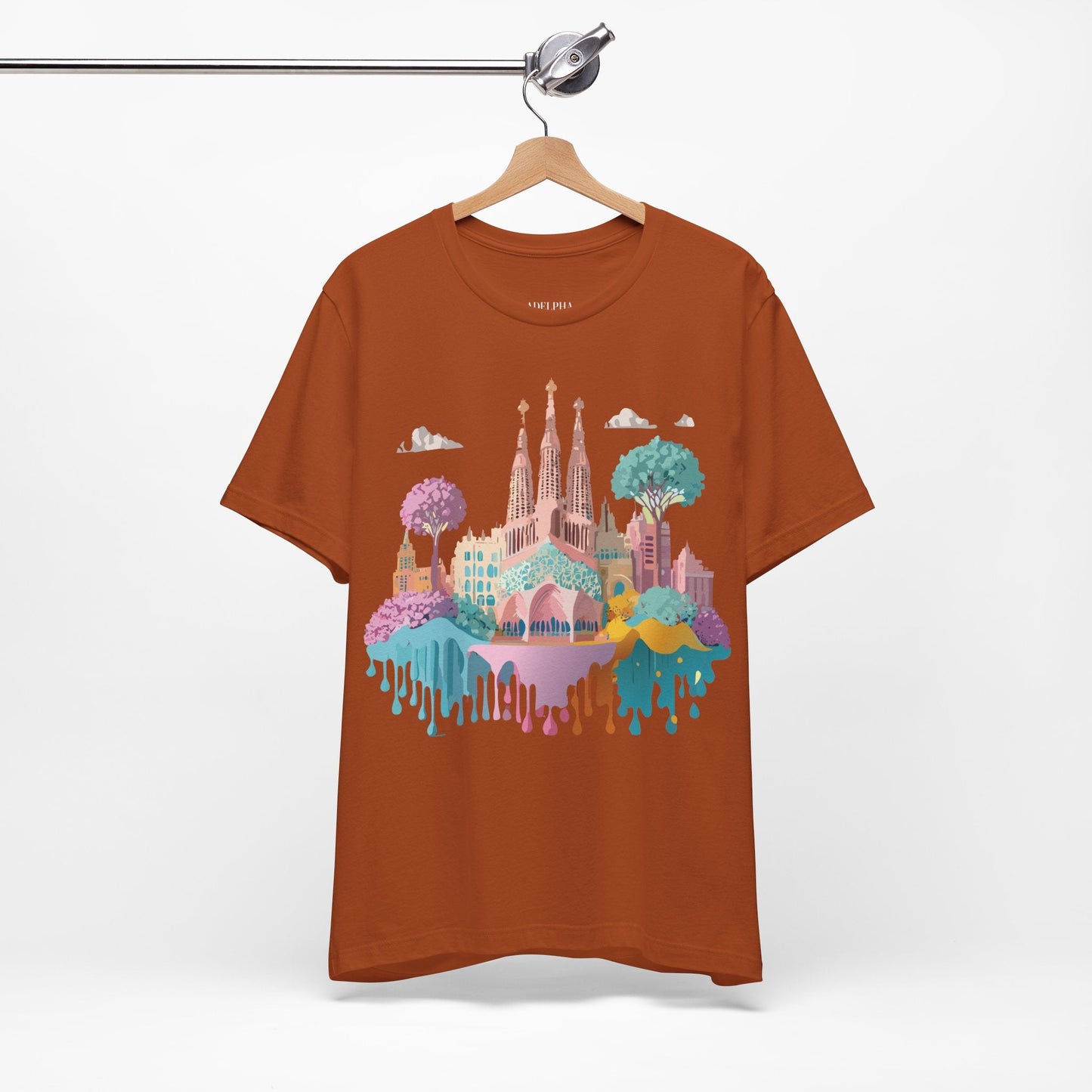 Barcelona Tourist Shirt Unisex Graphic Tee Featuring Original Vintage Art Adelpha