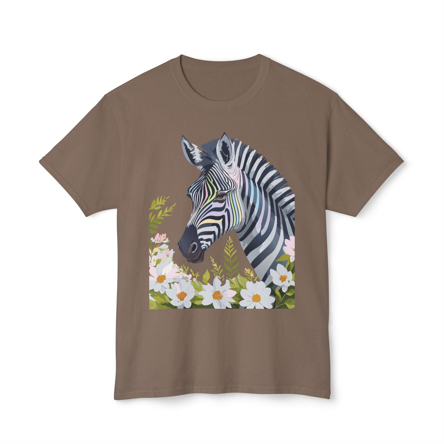 Unisex Zebra Art Design T Shirt With Floral Print HD Cotton Premium USA Made Jersey