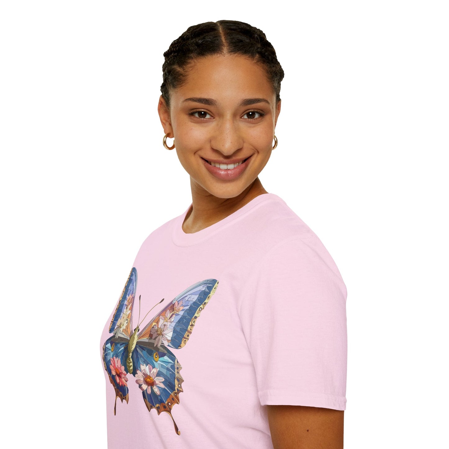 Butterfly T Shirt Unisex Softstyle 64000 Gildan Monarch Design 100 Percent Ring Spun Cotton Tee