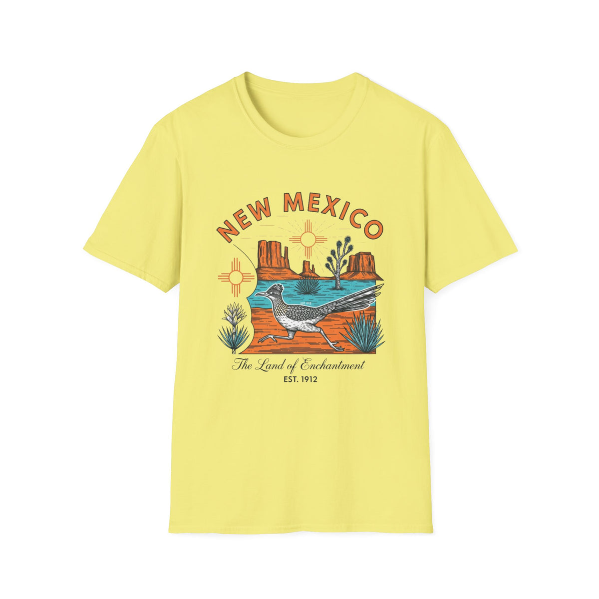 New Mexico Desertscape T-Shirt — The Land of Enchantment Travel Tourist Graphic Design Unisex 100 Cotton Gildan T-Shirt