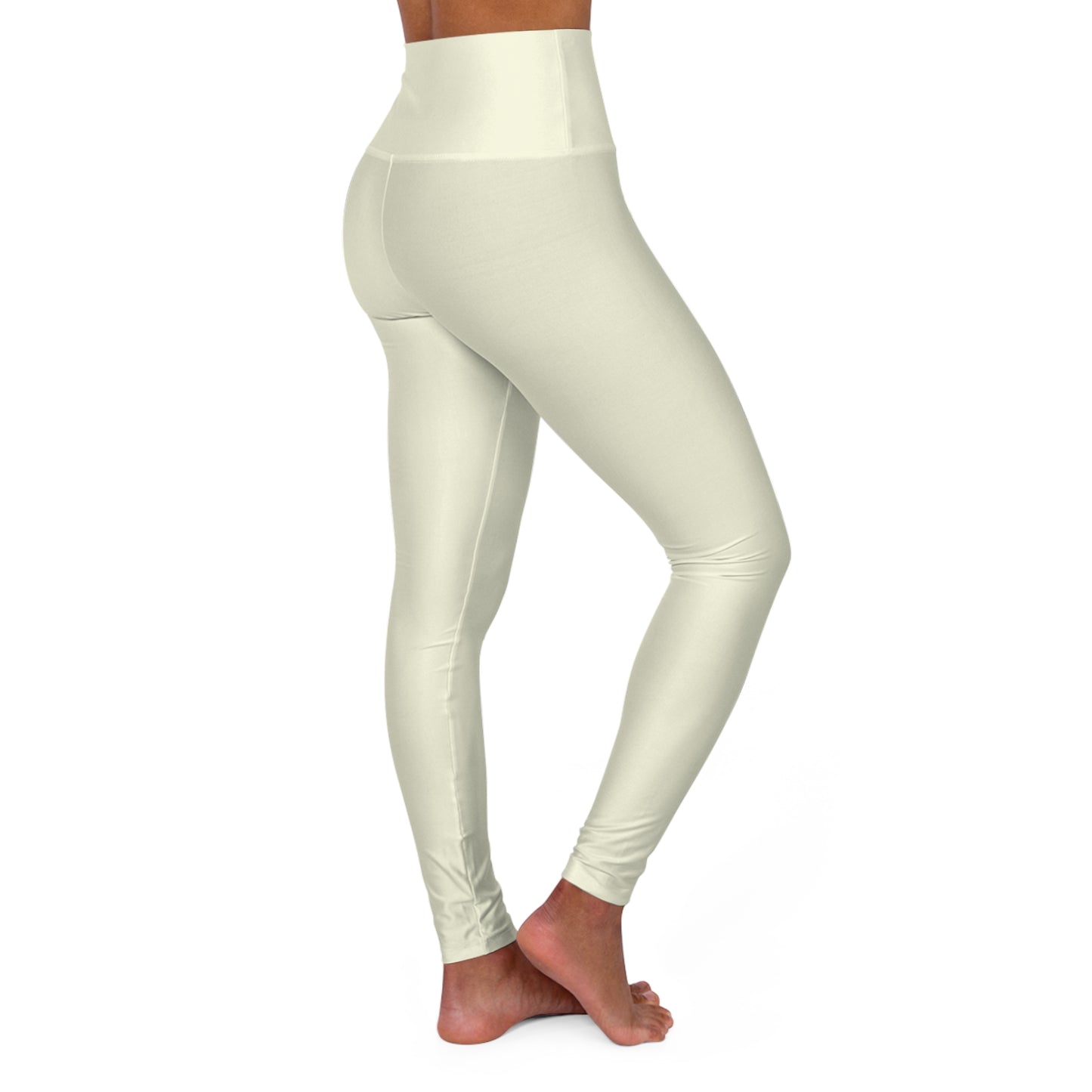 Shell Beige Color High-Waist Yoga Leggings Women's Seamless Poly-Span Stretchy Pants XS-2XL