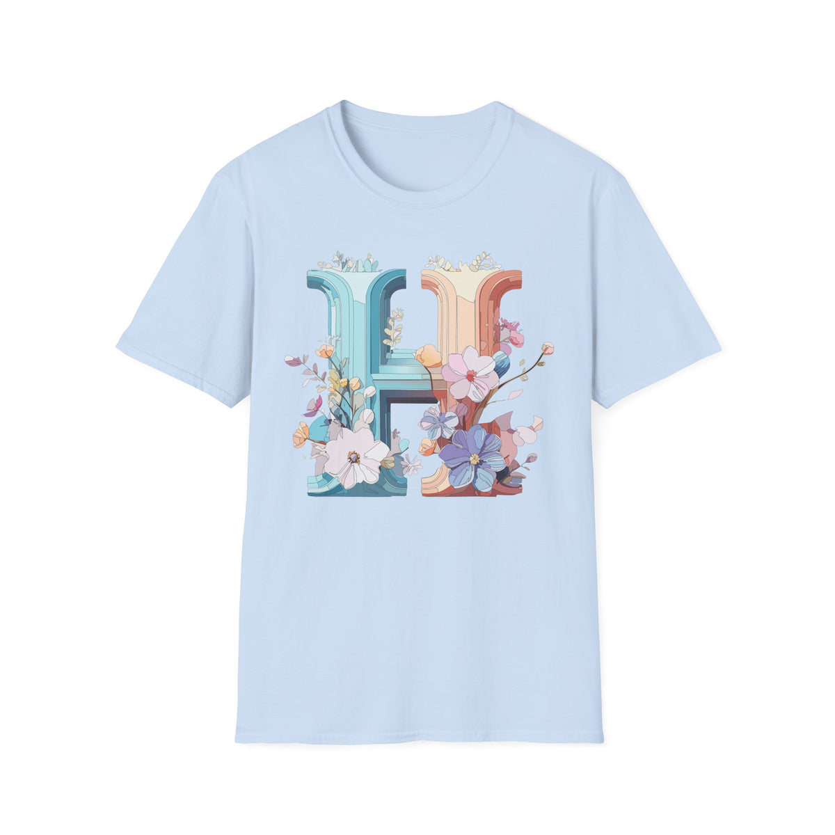 Floral Letter H T-Shirt | Botanical Monogram Tee