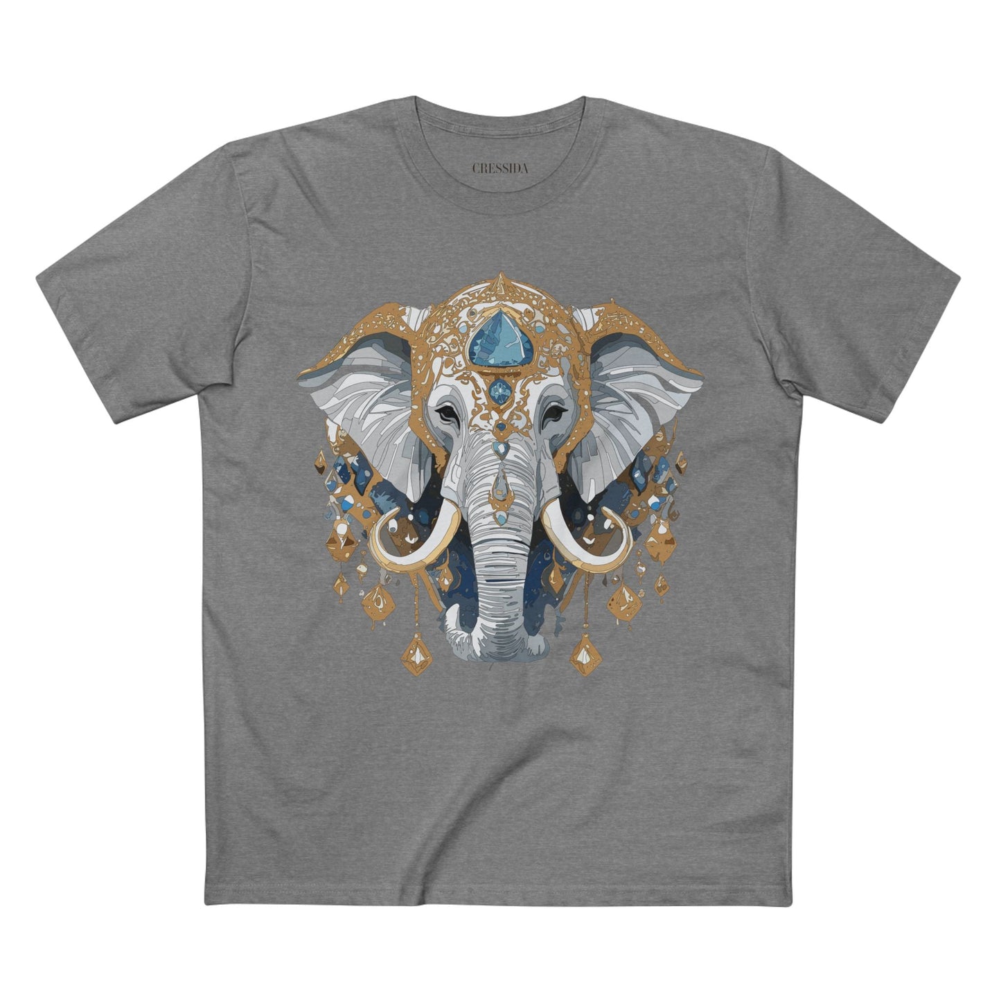 Elephant Graphic Unisex 100 Cotton Tee With Unique Animal Golden Medallion Art Design 40