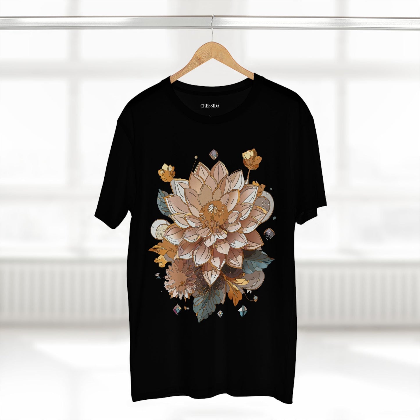 Floral Graphic T-Shirt Unisex 100 Cotton Art Design with Antique Flowers Tee 9