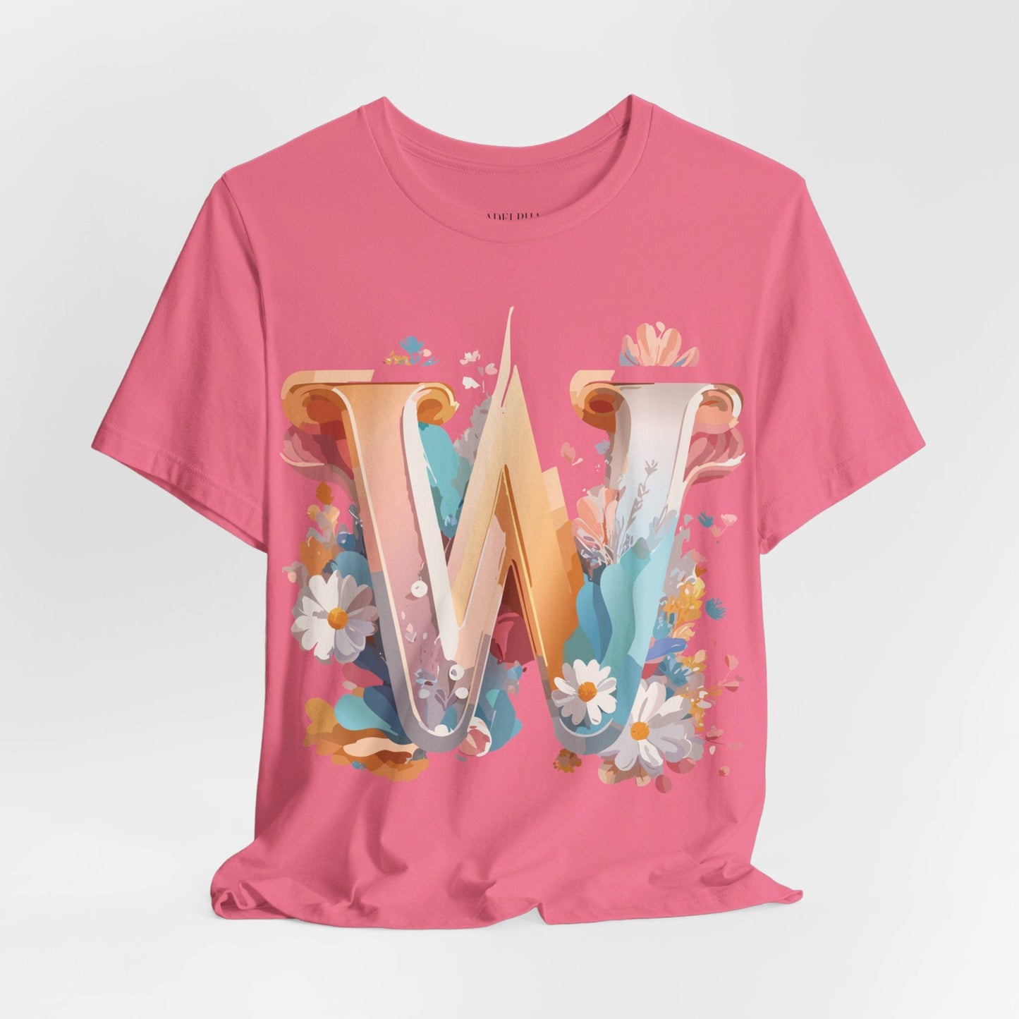 Letter W Shirt Graphic Tee Unisex Jersey Short Sleeve Vintage Inspired Art Adelpha Design