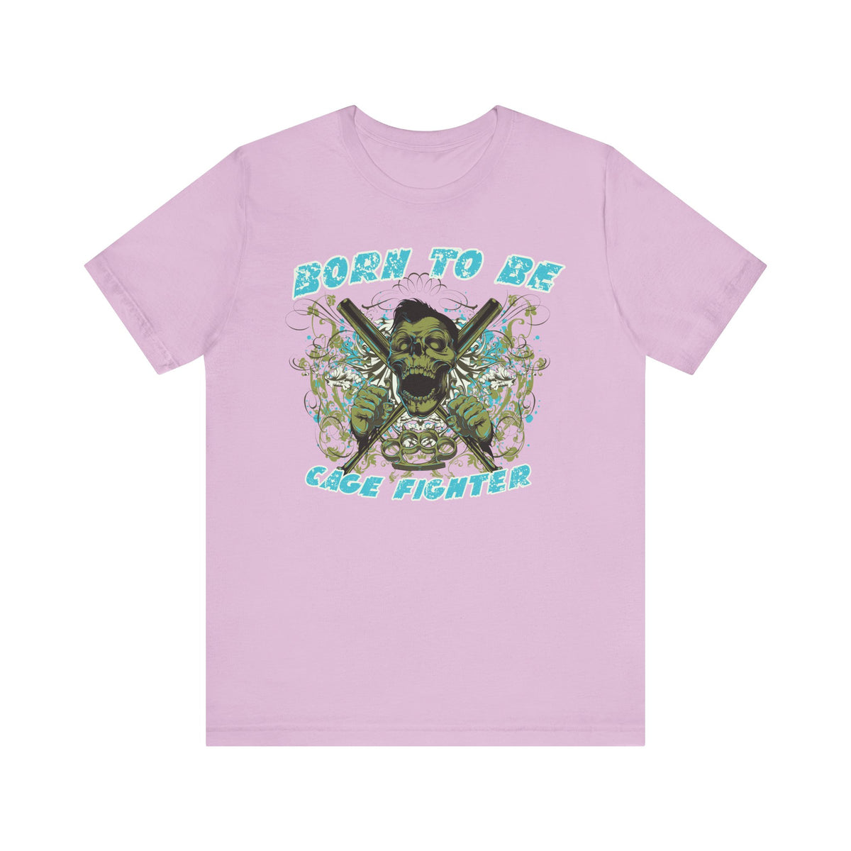 Born To Be Cage Fighter Tee Skull Crossed Knives Graphic T-Shirt