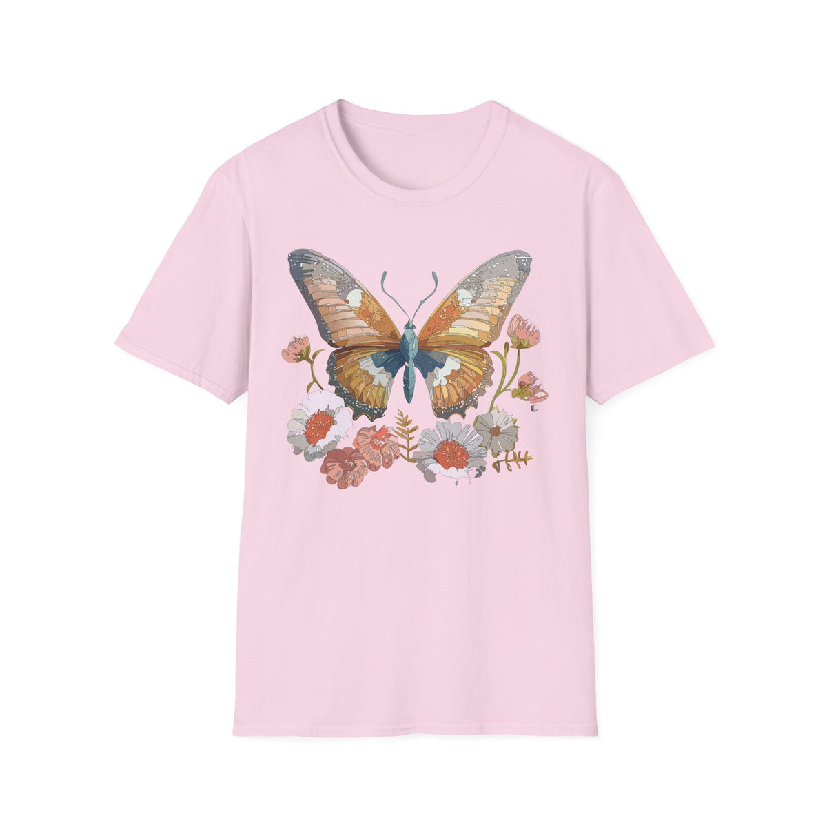 Butterfly Floral Watercolor Wings Graphic Design Unisex 100 Cotton Gildan T-Shirt