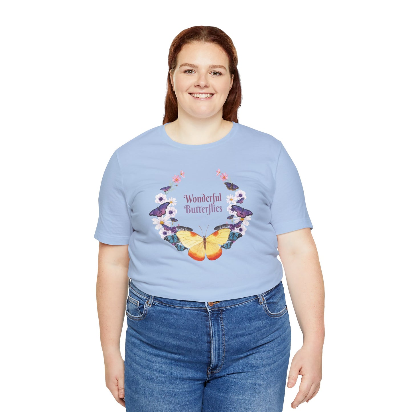 Cotton Tee Shirt with Butterfly Prints