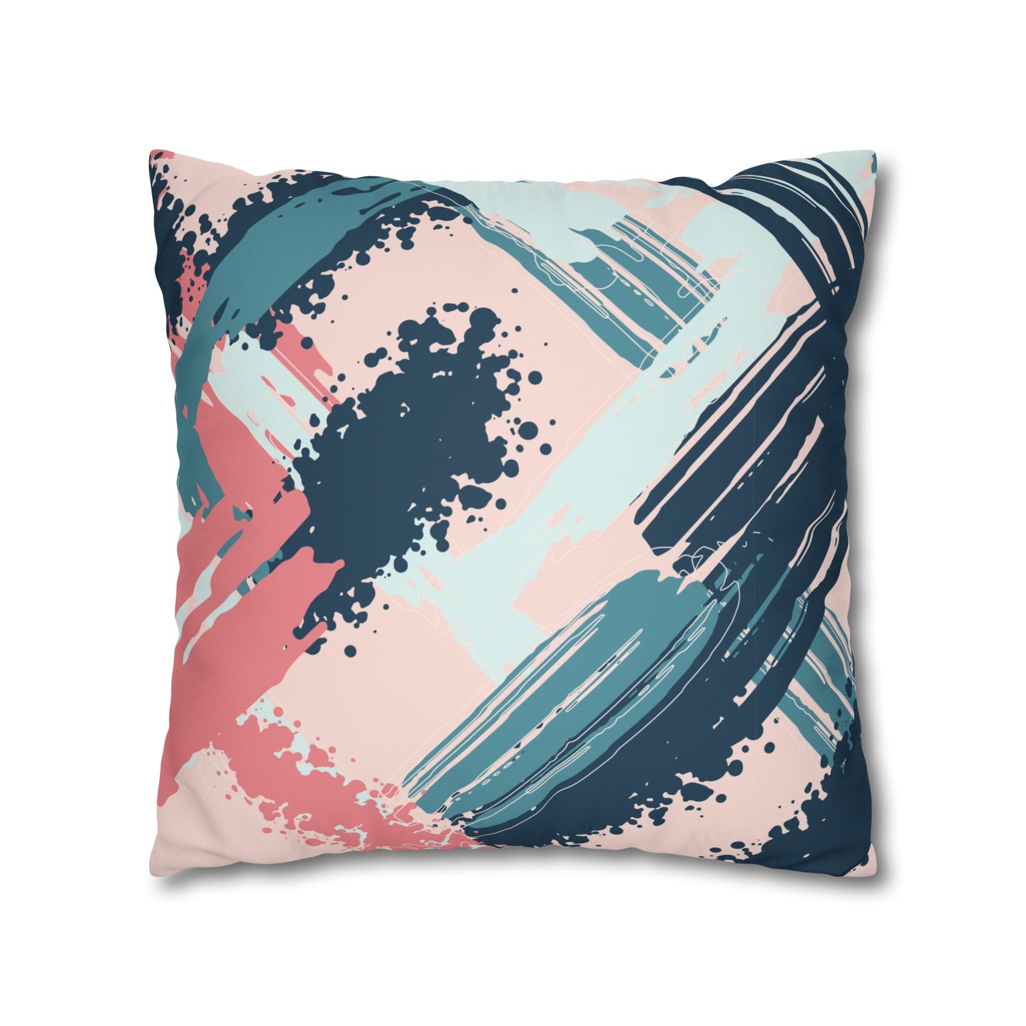 Faux Suede Pillowcase with Abstract print