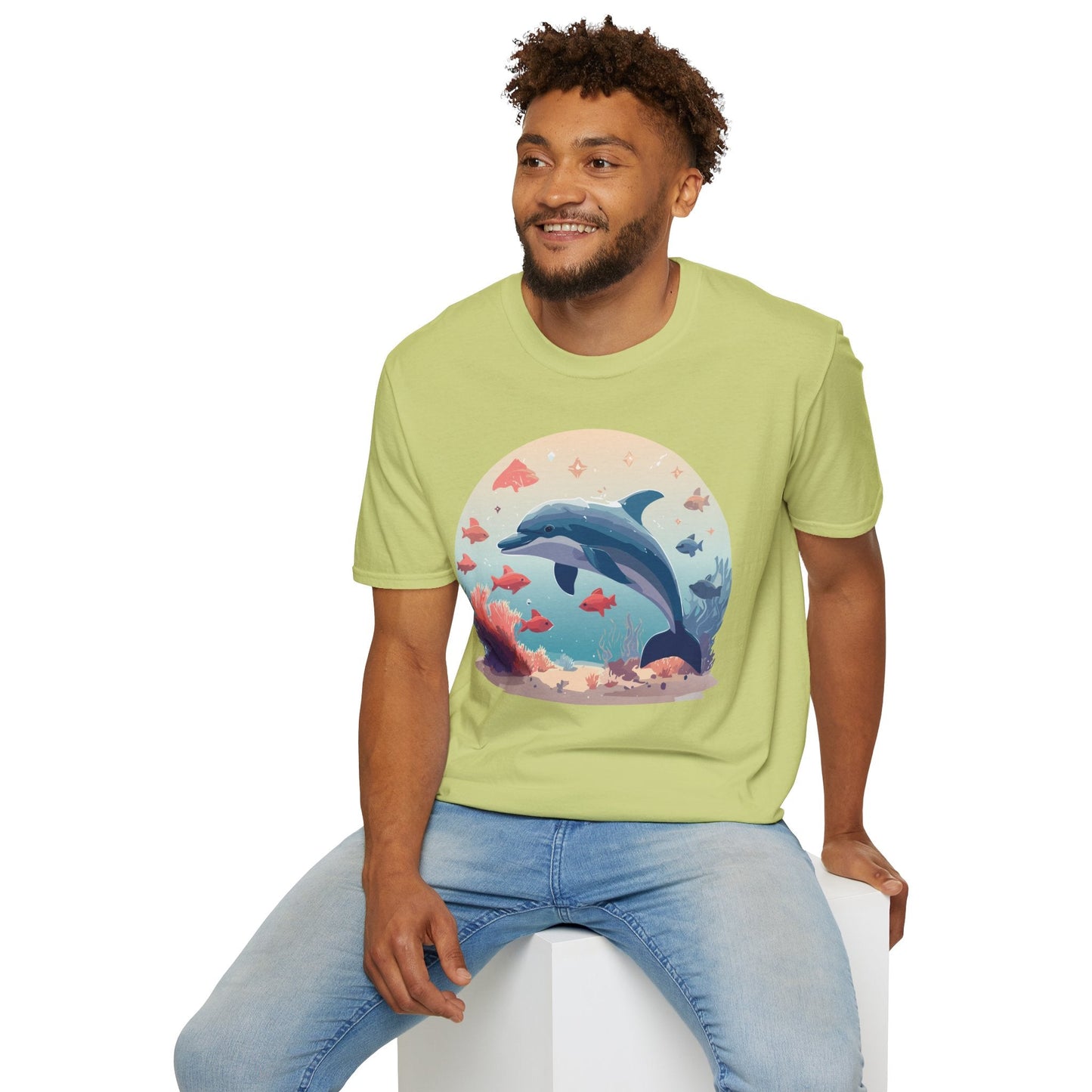 Dolphin Shirt Unisex Softstyle Tee 64000 Gildan 100 Percent Ring Spun Cotton For Everyday Comfort