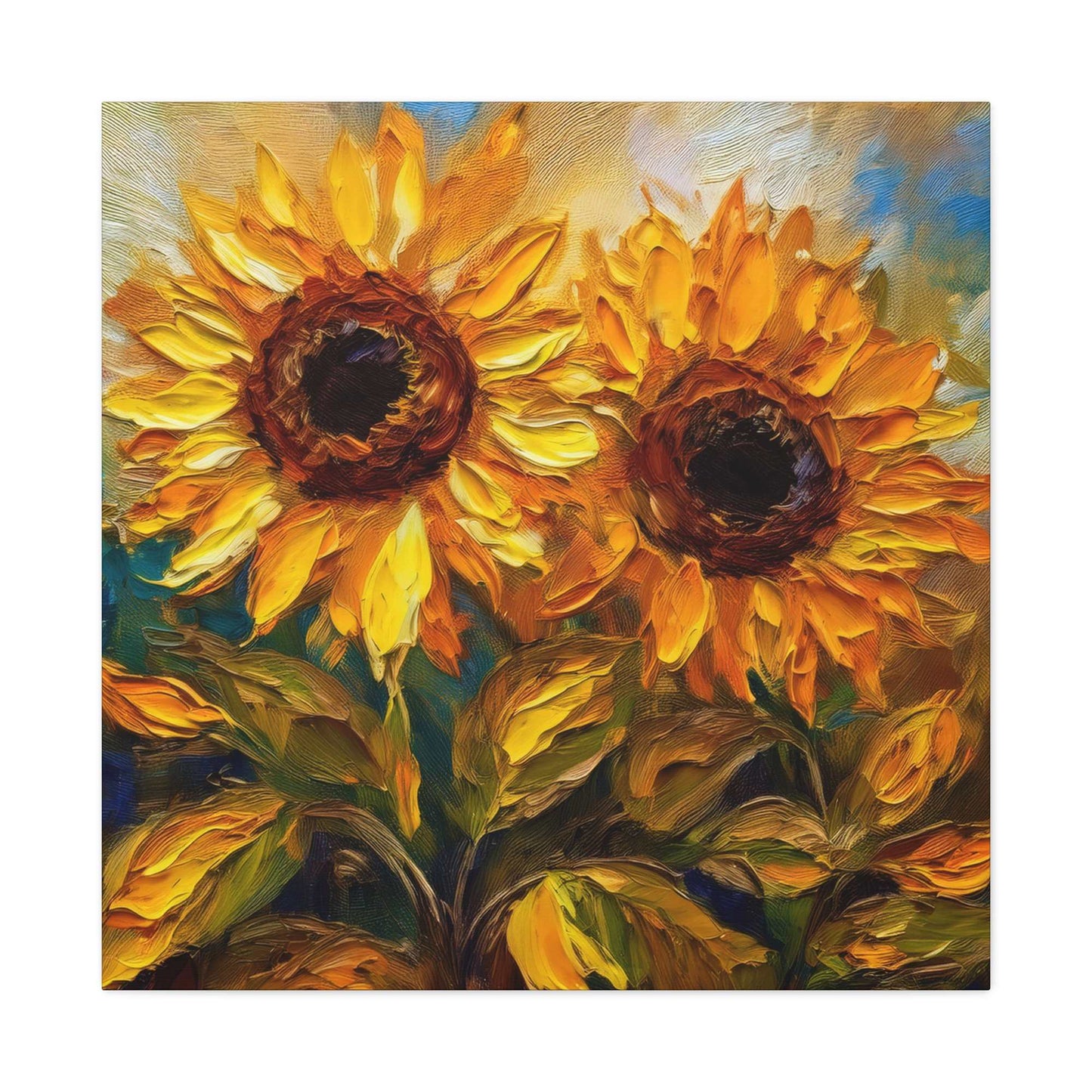 Sunflowers Print Canvas, Flowers Oil Paint Print 20x20, 24x24, 30x30, 32x32, 36x36, Floral Art Design Print Non-Frame MC-25