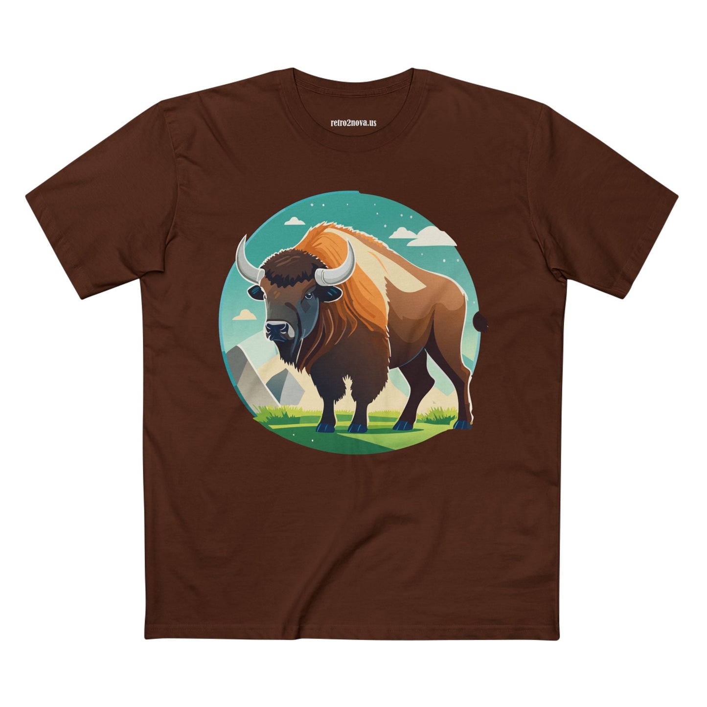 Bison Shirt Unisex Premium Cotton Tee With Original Art Design From Retro2Nova Animals Collection Exclusive Art Series