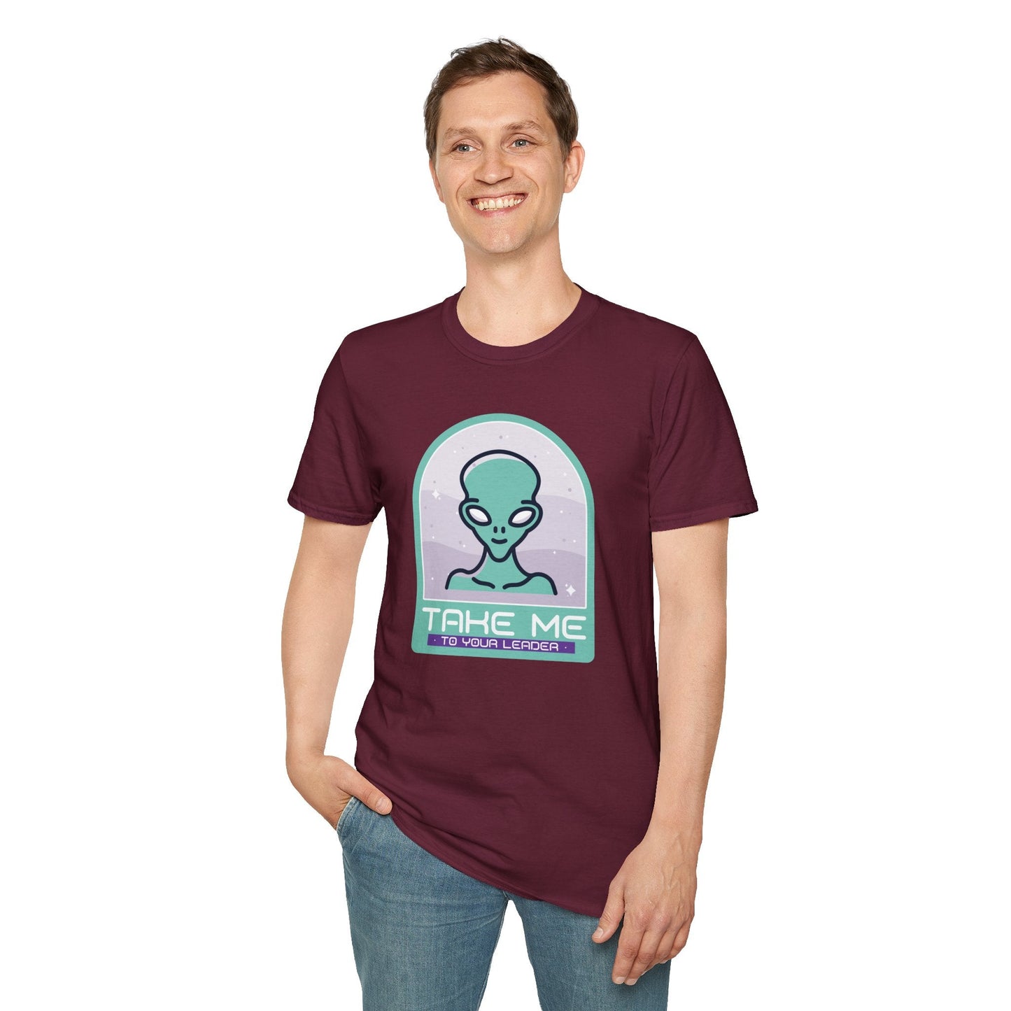Alien Graphic TShirt  Take Me to Your Leader Retro Space Tee
