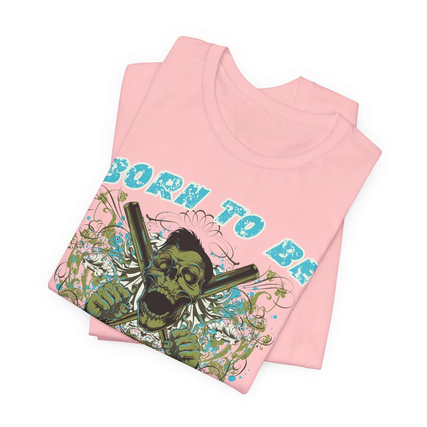 Born To Be Cage Fighter Tee Skull Crossed Knives Graphic T-Shirt