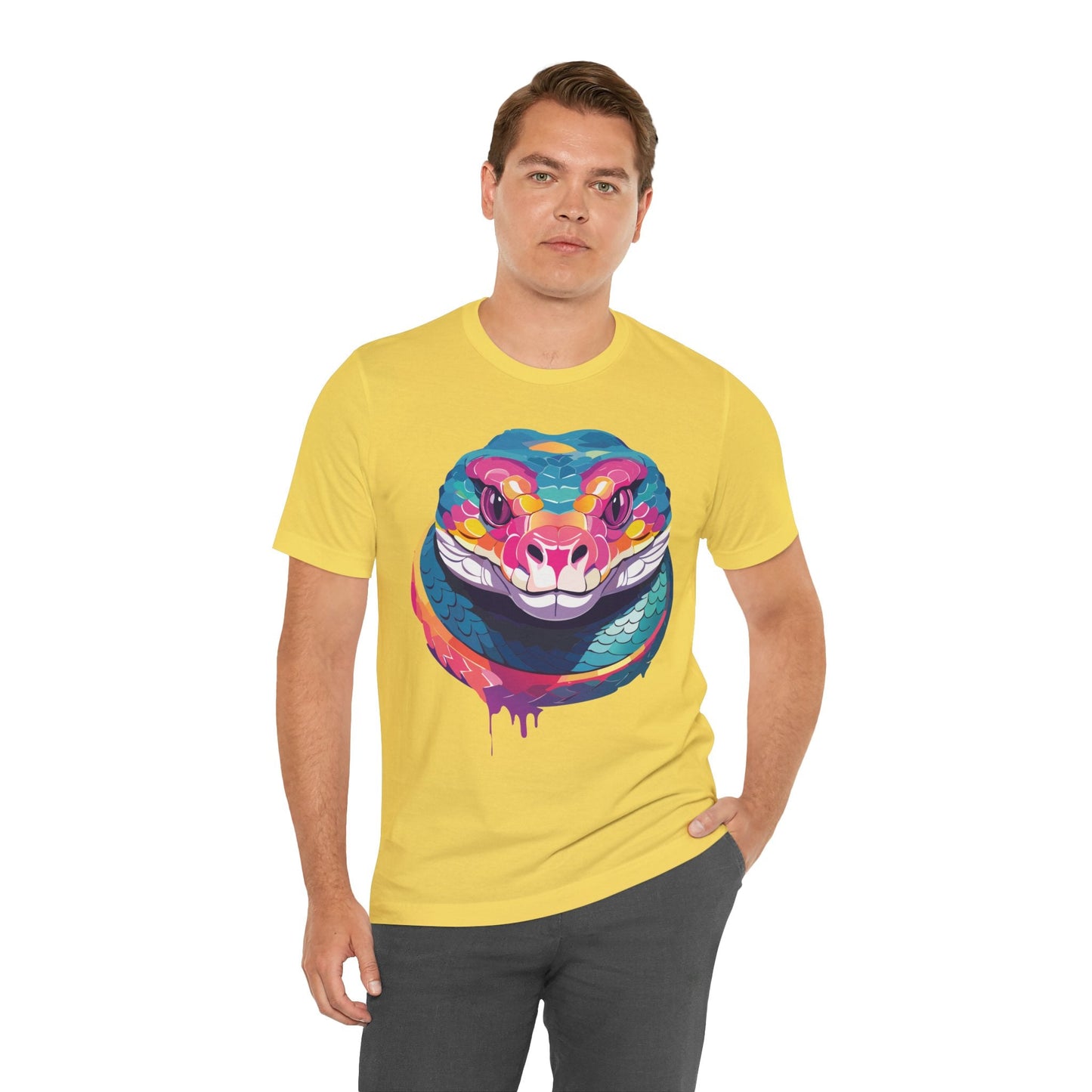 Unisex Animal Tee Shirt With Art Design, Wild Animals Short Sleeve Graphic Tee For Everyday Wear