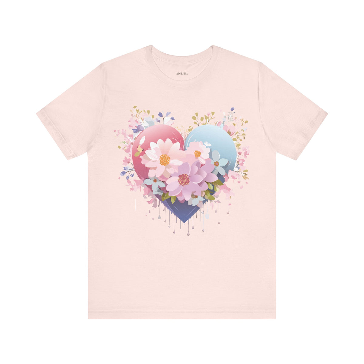 Valentine's Day Graphic Unisex Cotton Bella+Canvas Tee with Floral Art Design d130