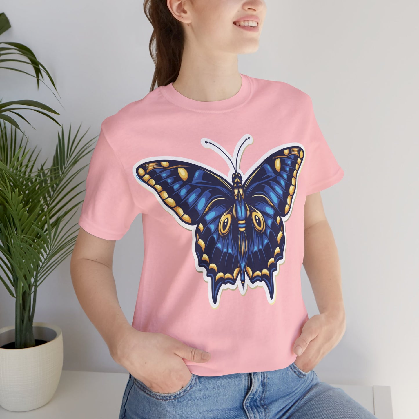 Cotton Tee Shirt with Butterfly Prints