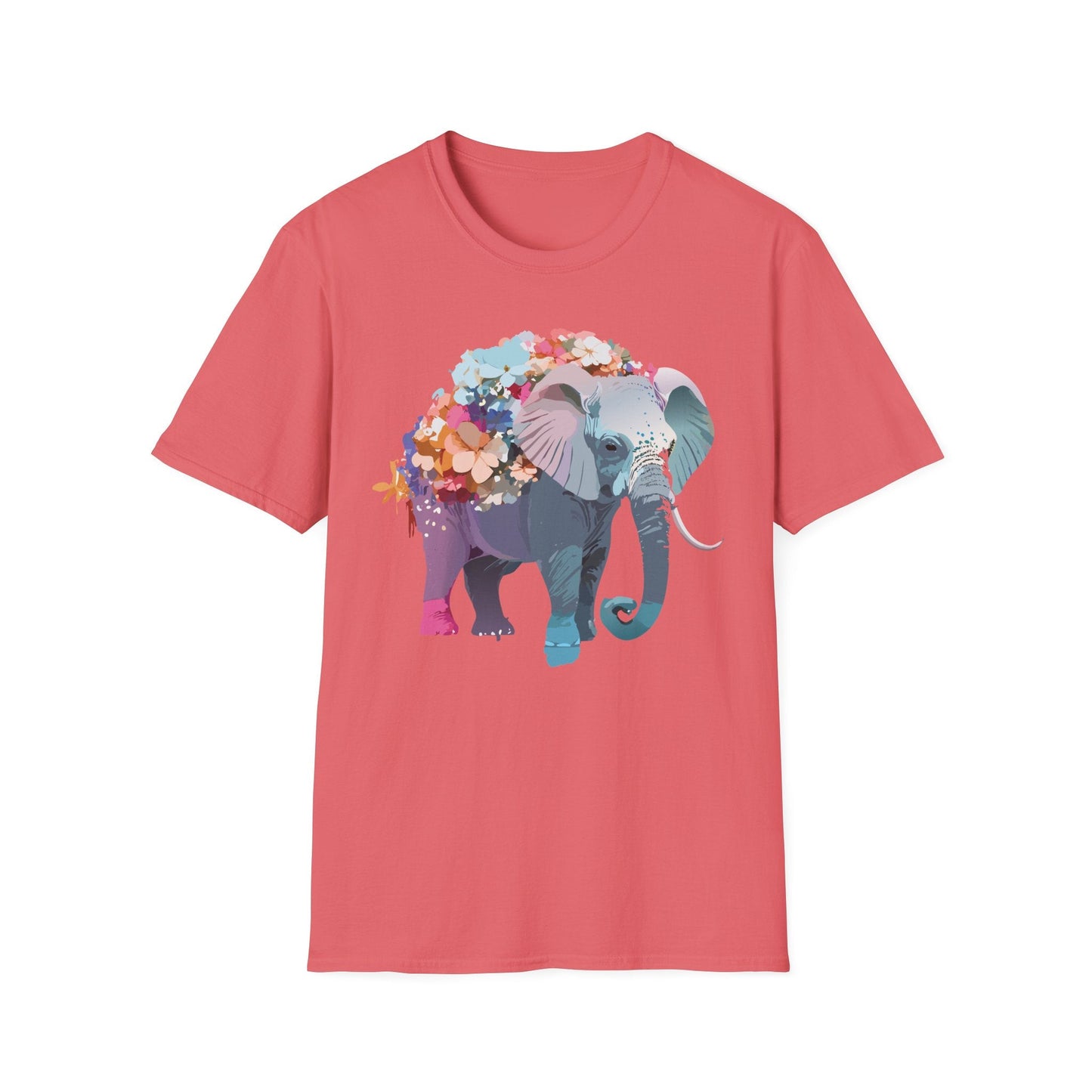 Elephant T Shirt Unisex Softstyle Tee 100 Percent Ring Spun Cotton Animal Design