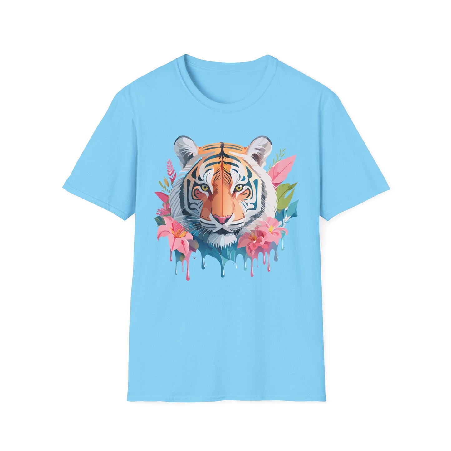 Tiger Print Unisex Softstyle T Shirt Short Sleeve Gildan 64000 Tee