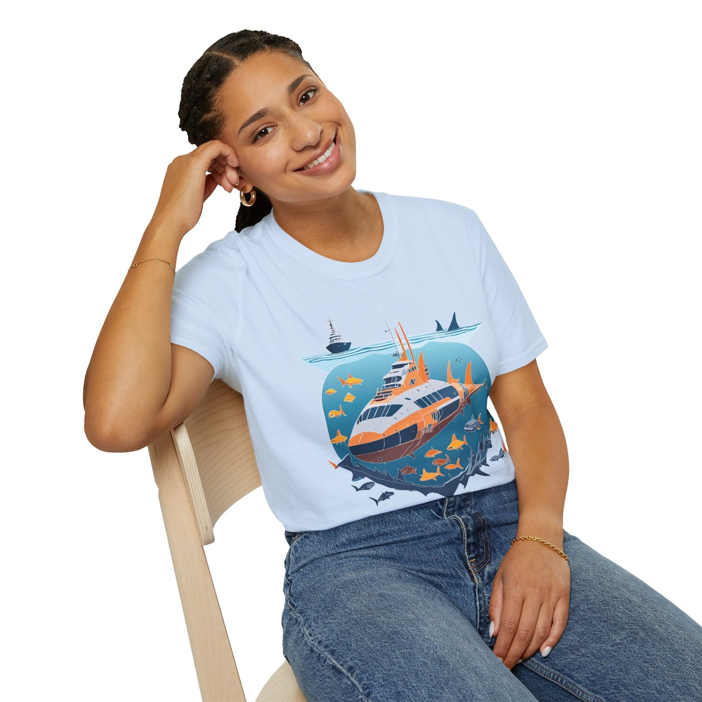 Ocean Tee Shirt Unisex Short Sleeve Gildan Softstyle 64000 Premium Comfort Ocean Artwork