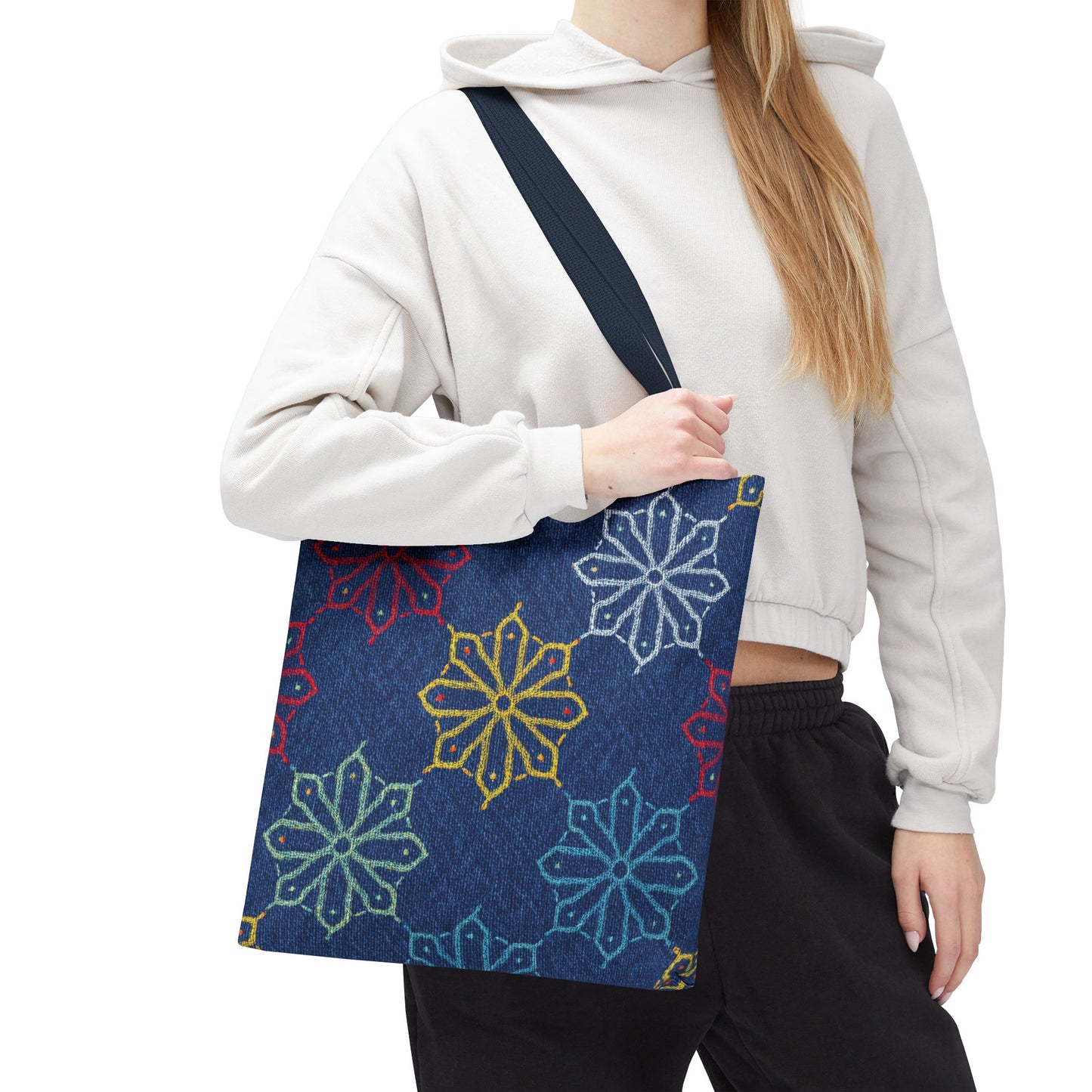Diwali Graphic Denim Fabric Imitation Print Unisex Canvas Bag Poly Spun 3 Sizes Tote Bag 205-7