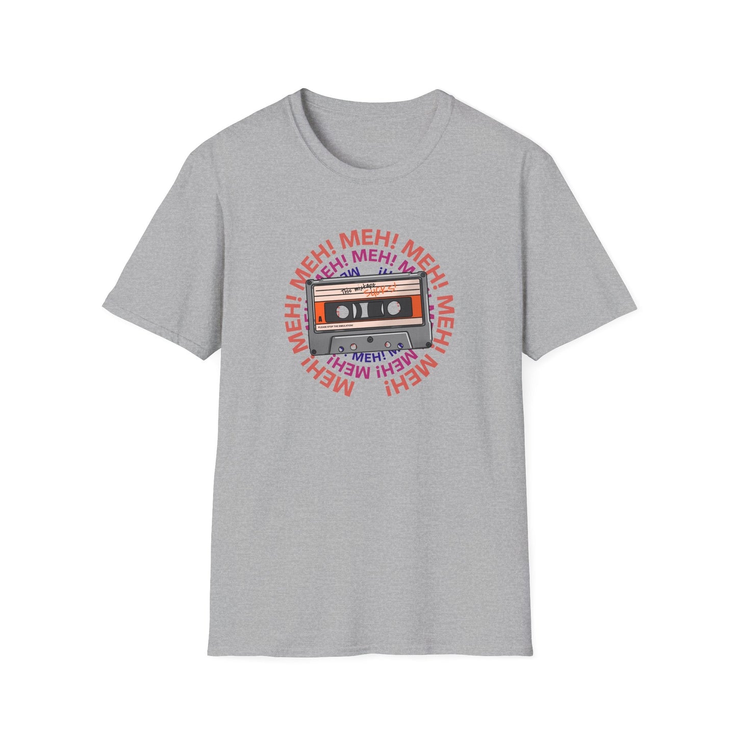 Cassette Tape Meh Graphic T-Shirt Unisex Cotton Retro Funny Music Tee