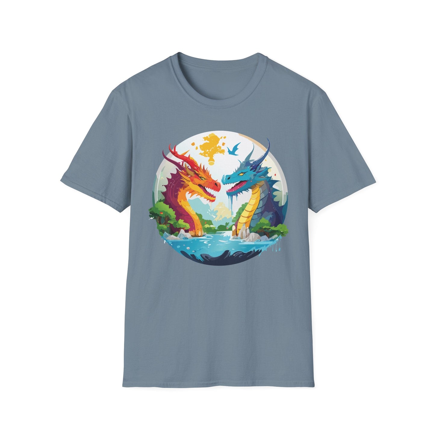 Dragon T Shirt Unisex Gildan Softstyle 64000 100 Percent Cotton Animal Print Tee Artwork