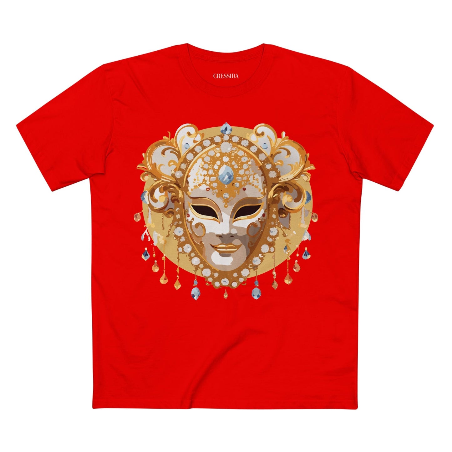 Carnival Mask Graphic T-Shirt Unisex 100 Cotton With Antique Gold Art Design Tee 14