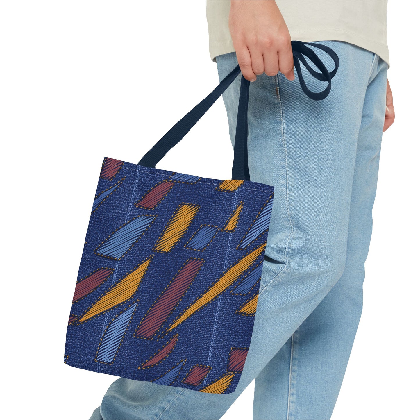 Denim Fabric Imitation Print Unisex Canvas Bag Poly Spun 3 Sizes Tote Bag 149
