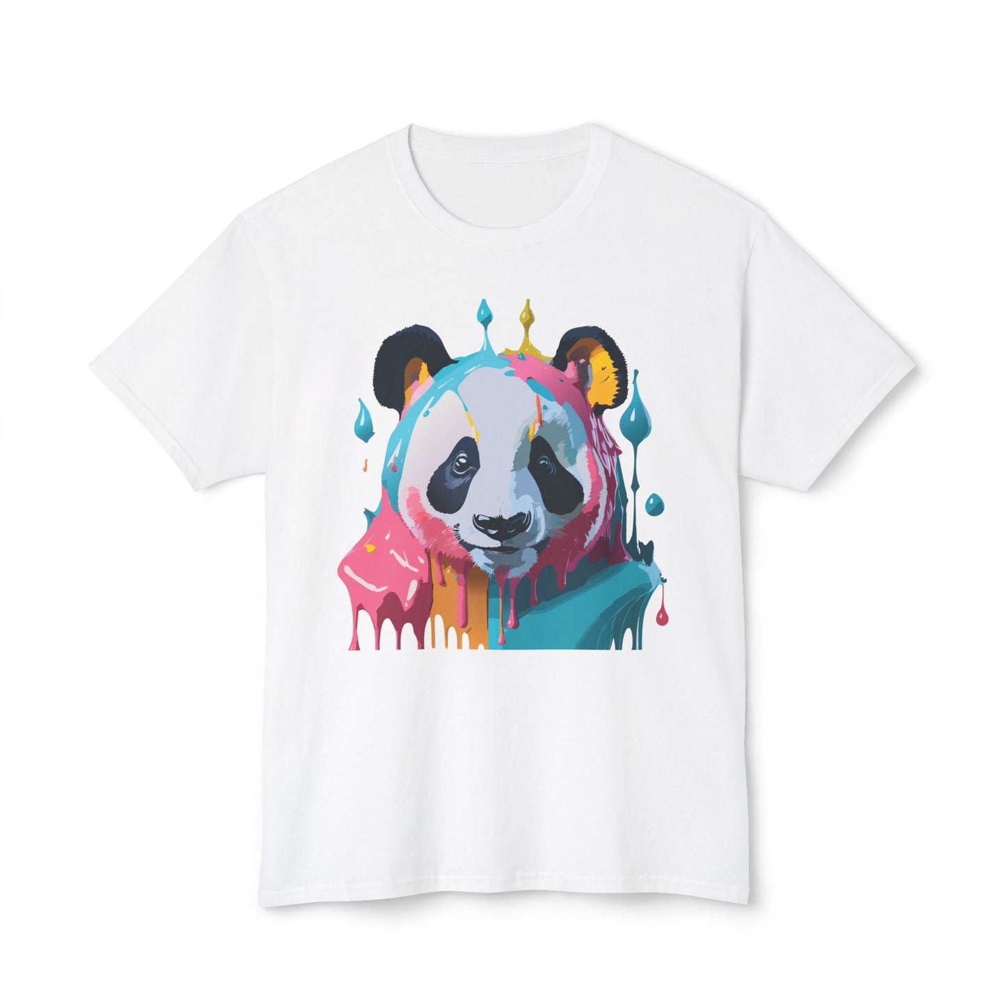 Unisex Panda Art T Shirt With Floral Design Print In HD Cotton 100 Percent USA Made