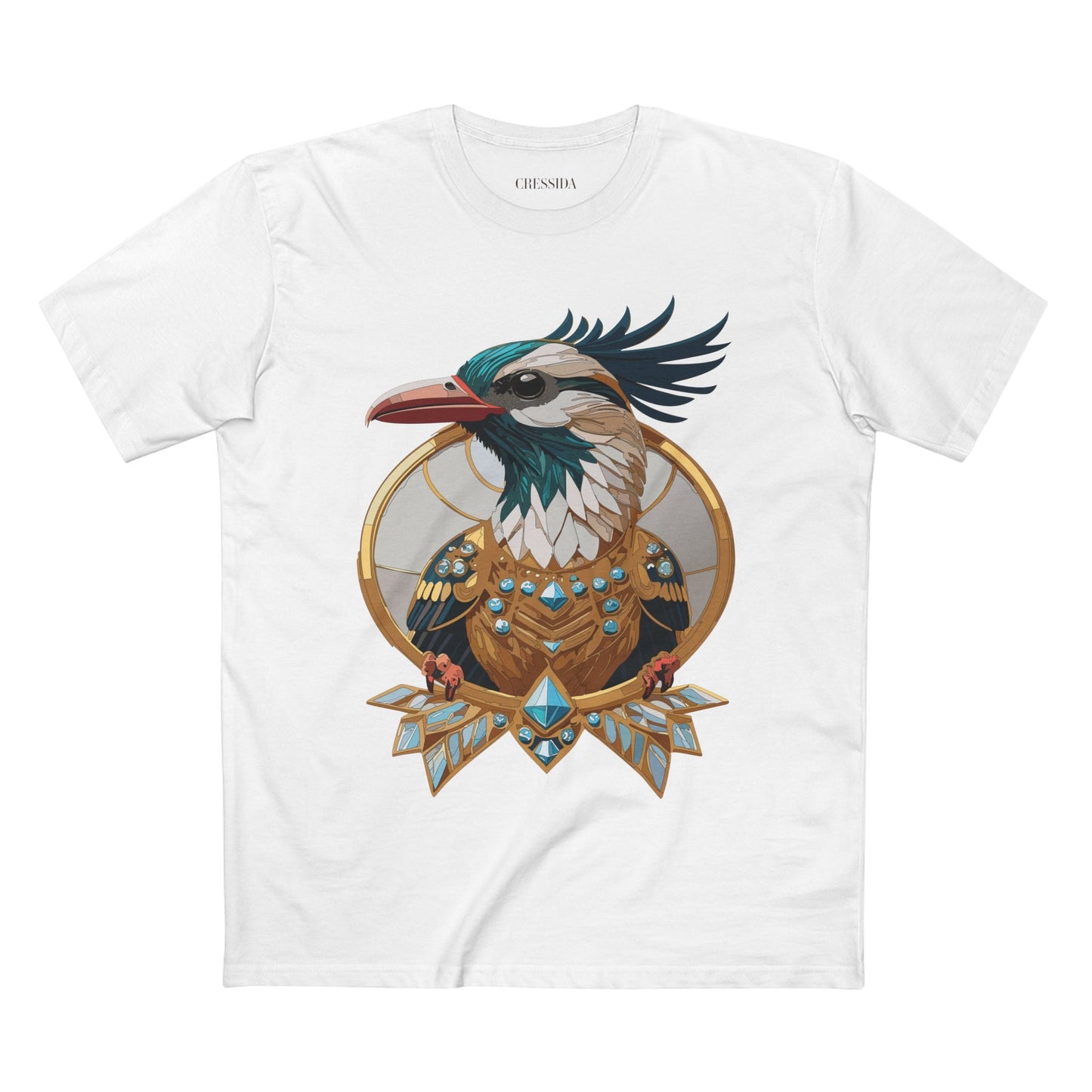 Bird Graphic Unisex 100 Cotton Tee With Unique Animal Golden Medallion Art Design 19