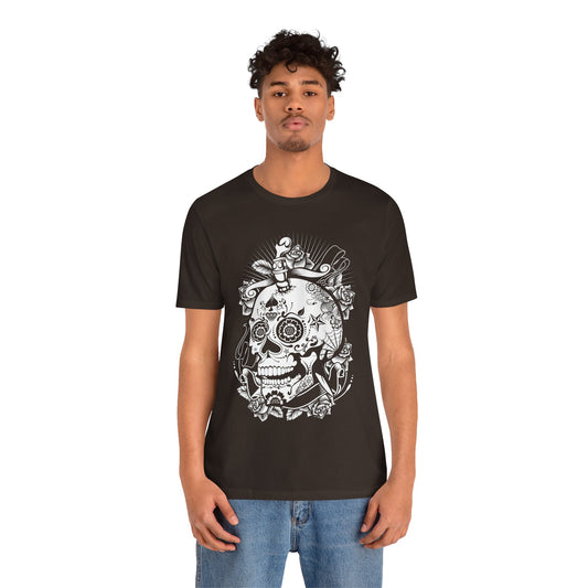 Camiseta unisex de algodón con calavera