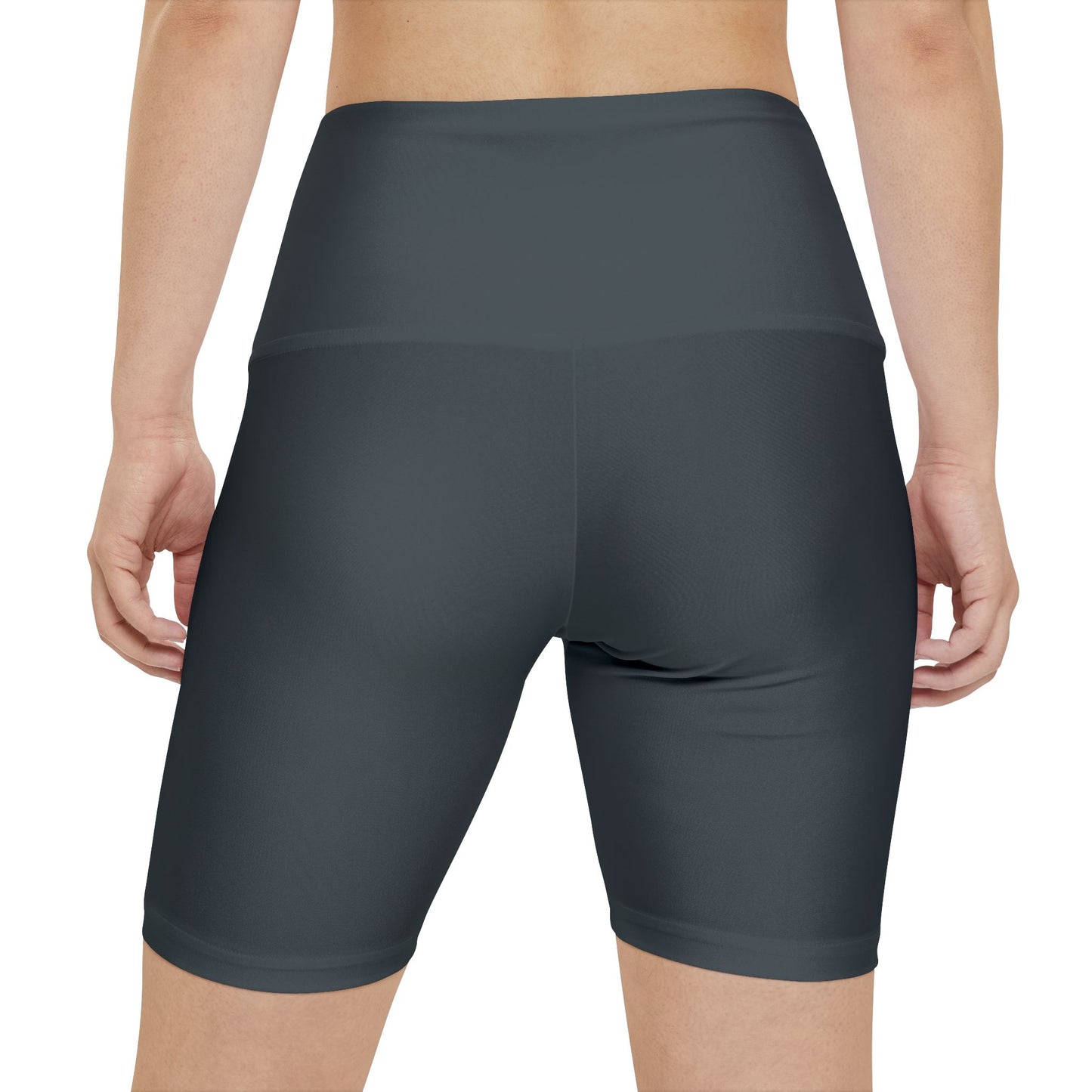 Iron Grey Women’s Workout Shorts — High-Waist Athletic Biker Shorts