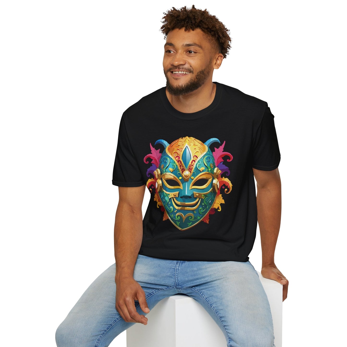 Mask Tee Shirt Unisex Softstyle Gildan 64000 100 Percent Ring Spun Cotton Comfortable Masquerade Tee