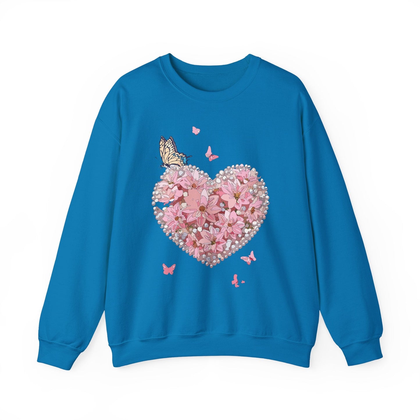 Unisex Floral Heart Sweatshirt with Love Floral Design for Valentines Day Gift Idea