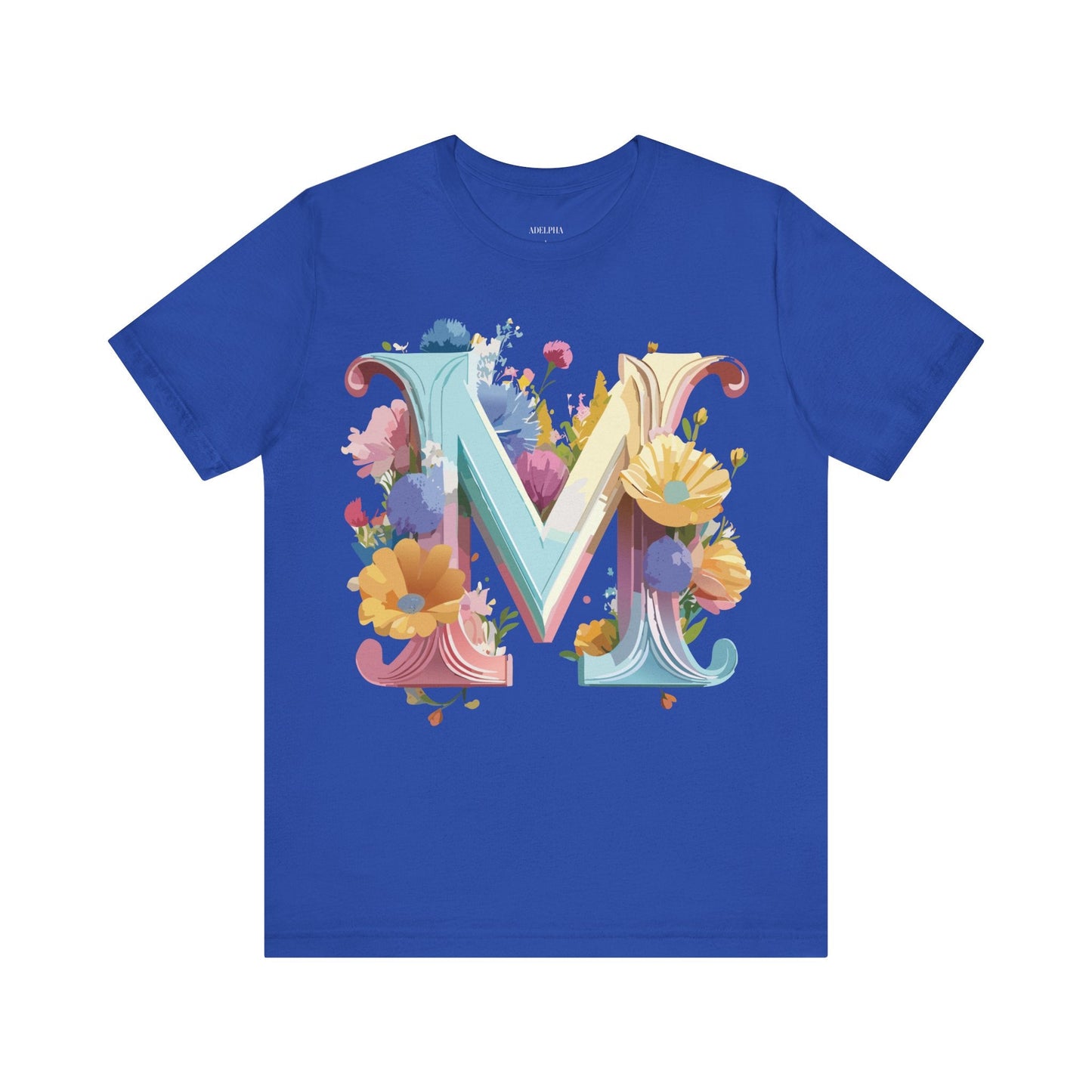 Letter M Shirt Unisex Graphic Tee Vintage Inspired Artwork Adelpha Short Sleeve Collection