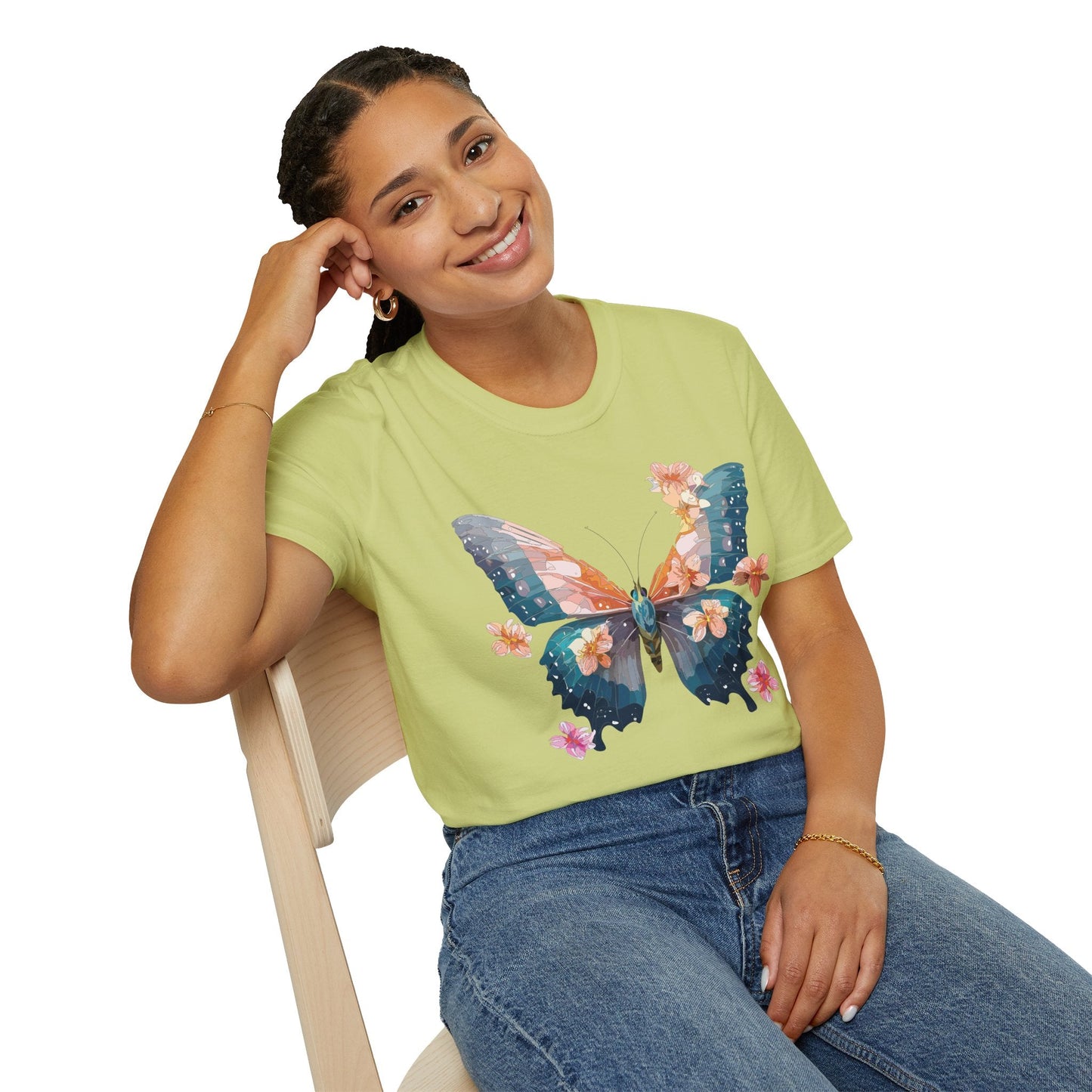 Butterfly Shirt Unisex T Shirt Monarch Print Gildan Softstyle 64000 Ring Spun Cotton Tee