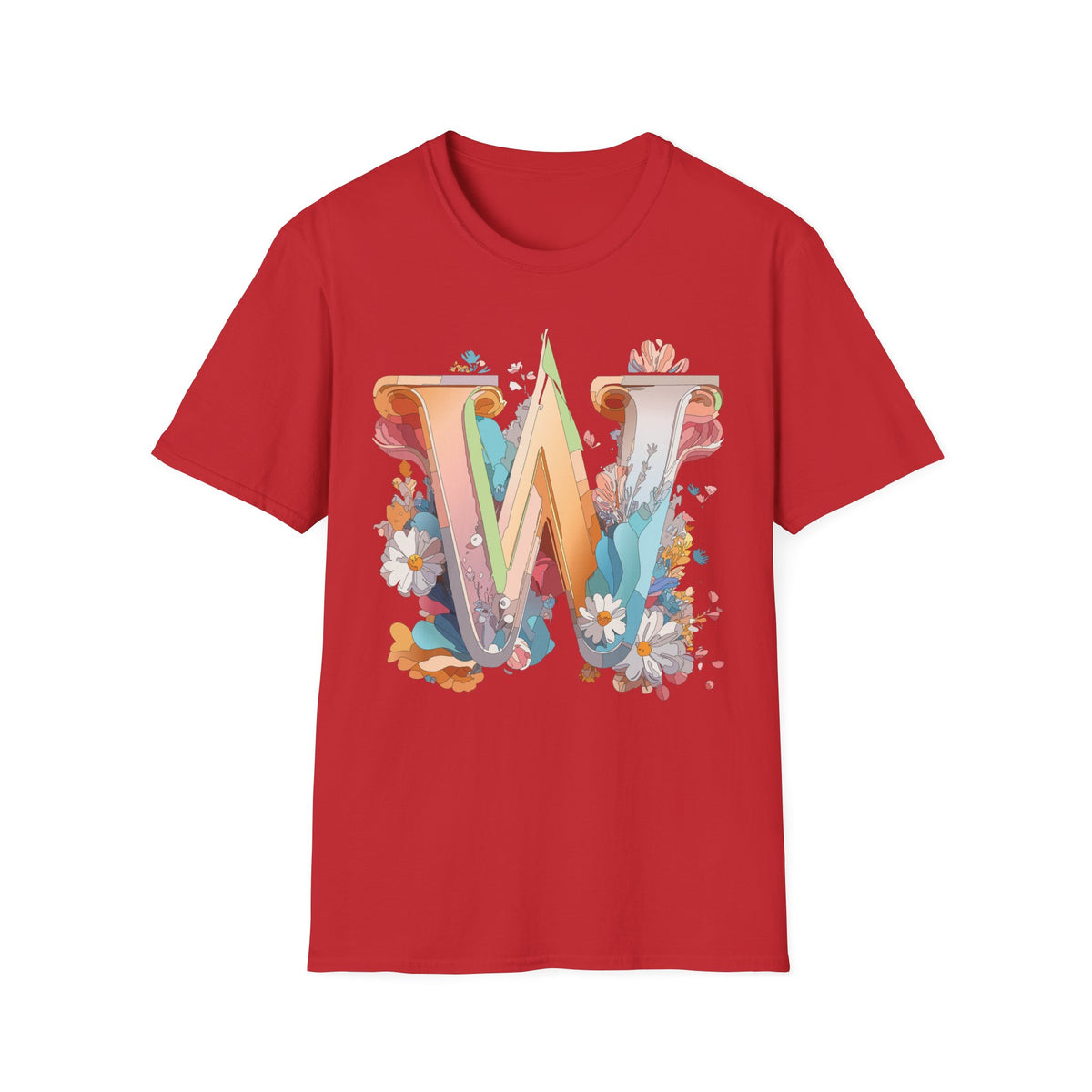 Floral Letter W Monogram T-Shirt | Floral Initial Tee