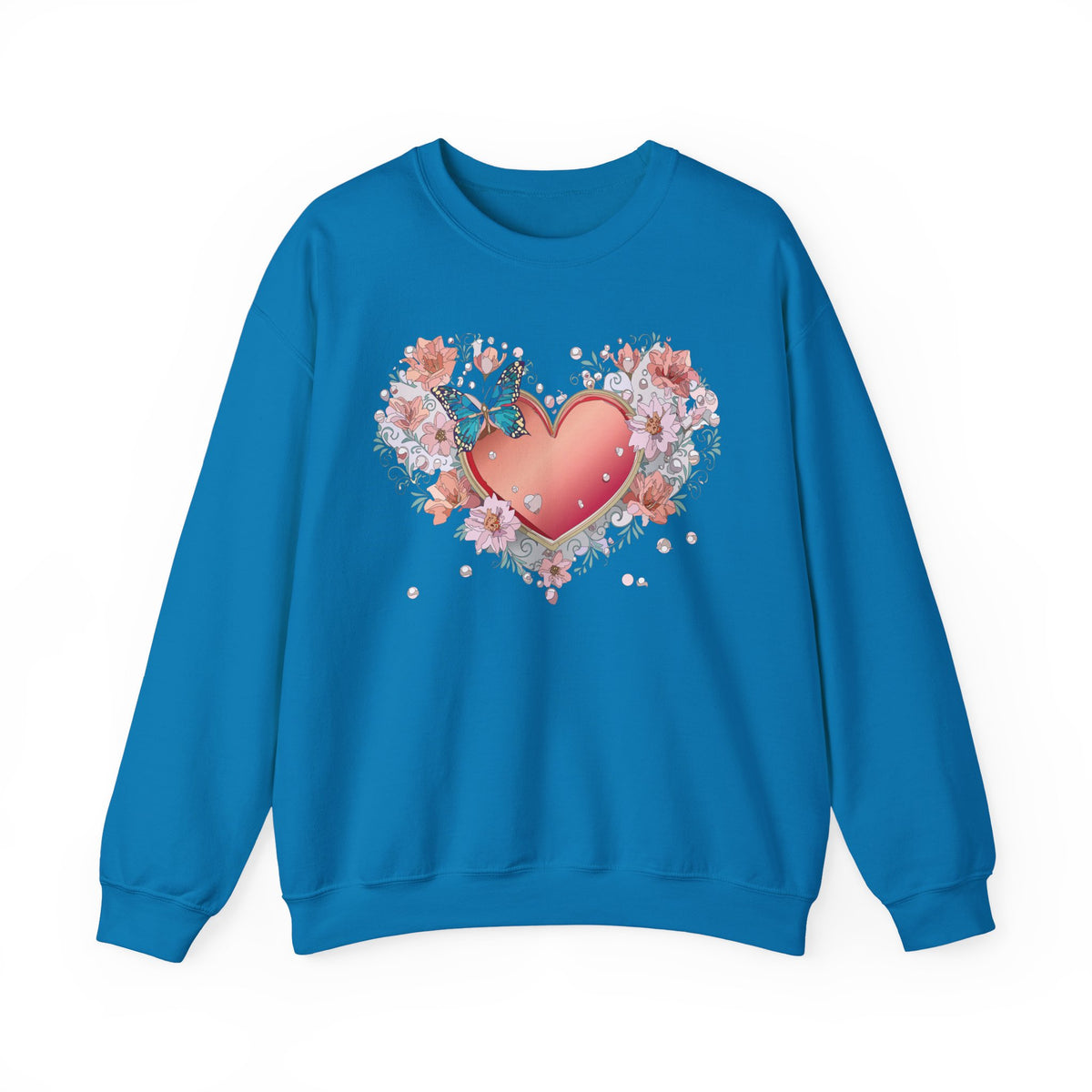 Floral Heart Love Graphic Valentine's Day Sweatshirt Unisex 50/50 Cotton-Poly Sweatshirt w26