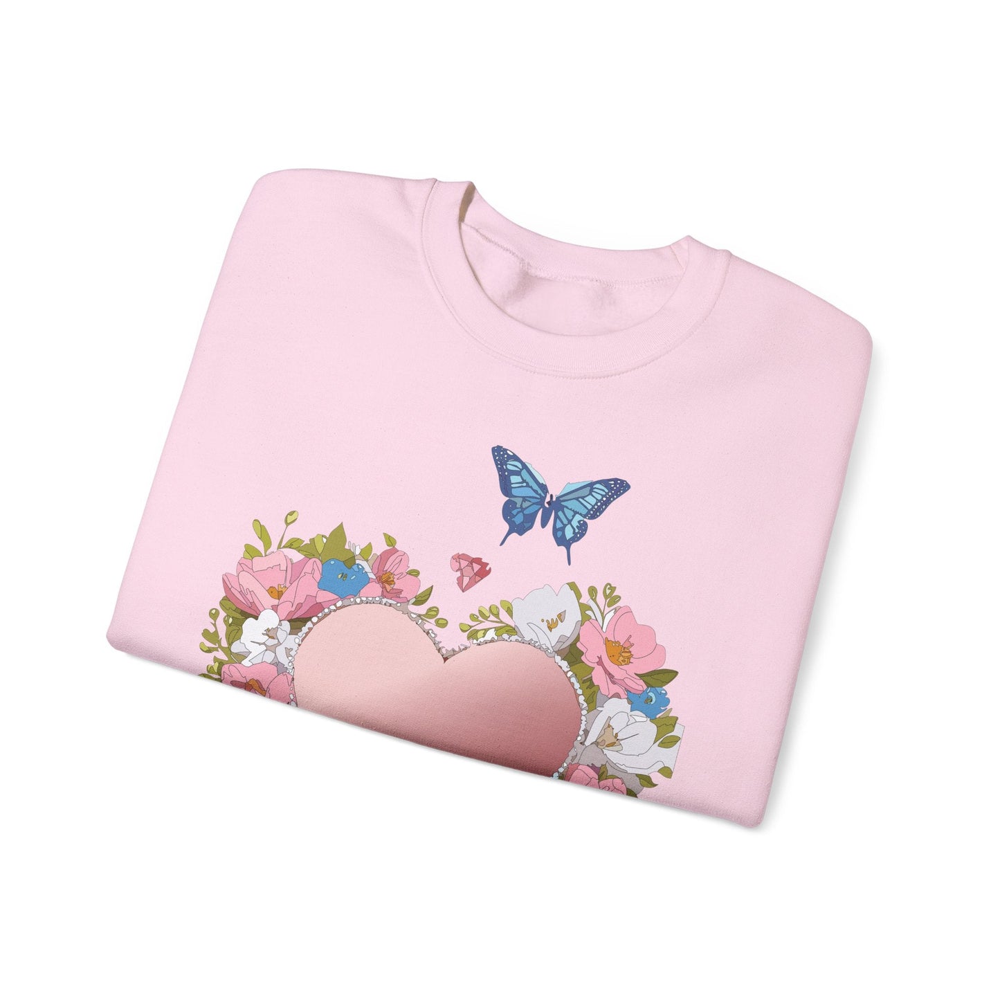 Unisex Floral Heart Sweatshirt Valentines Day Love Crewneck Gildan 18000 50/50 Cotton Polyester