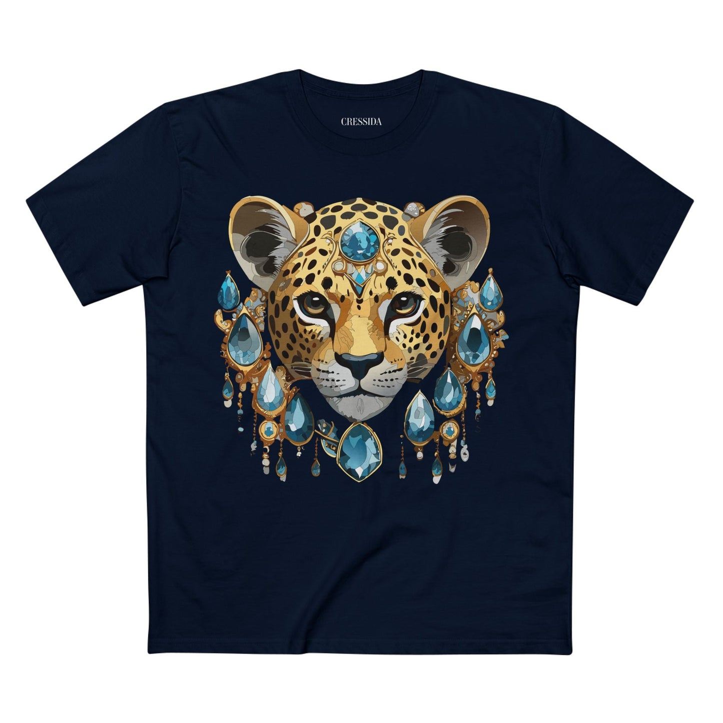Cheetah Graphic Unisex 100 Cotton Tee With Unique Animal Golden Medallion Art Design 48