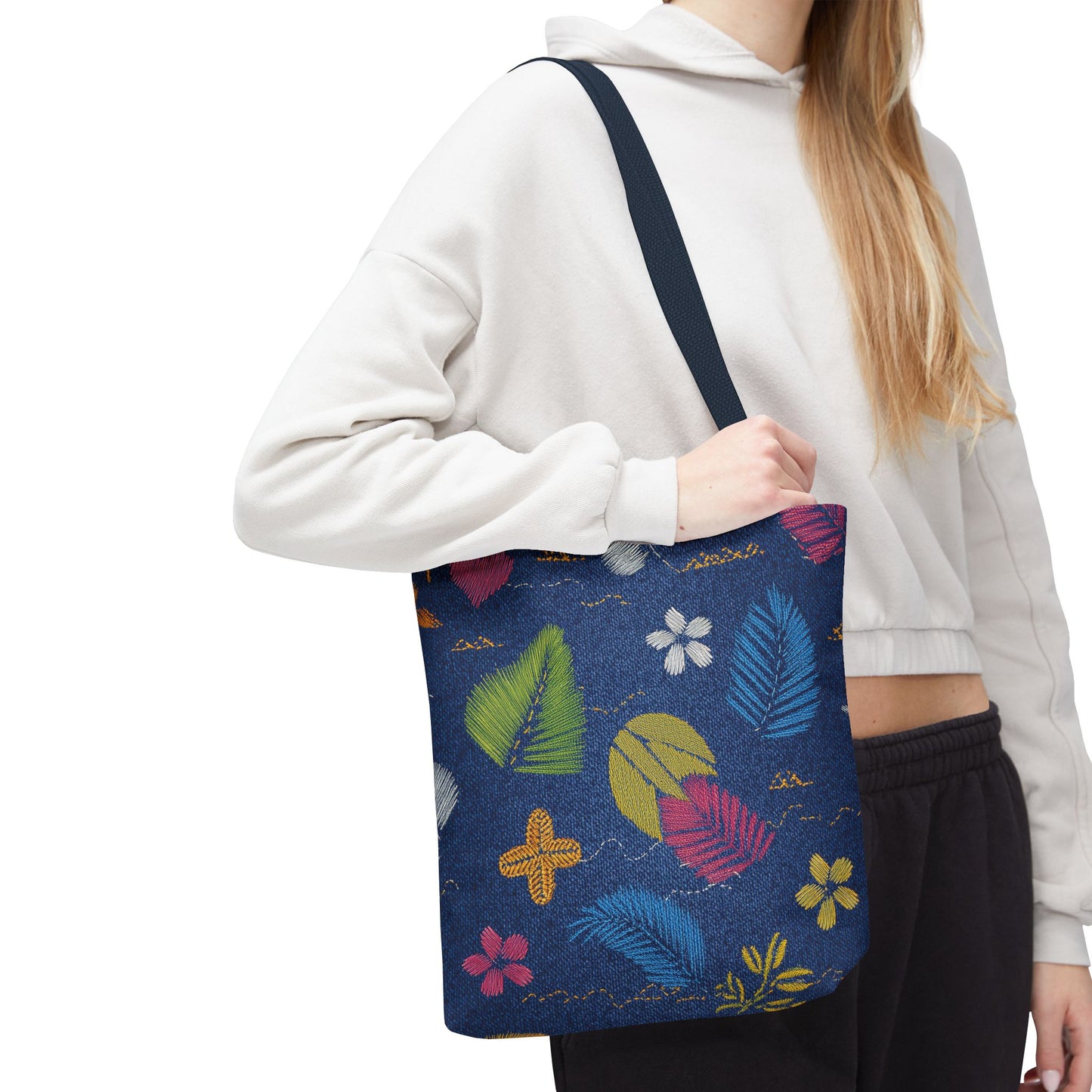 Denim Fabric Imitation Print Unisex Canvas Bag Poly Spun 3 Sizes Tote Bag 182-10