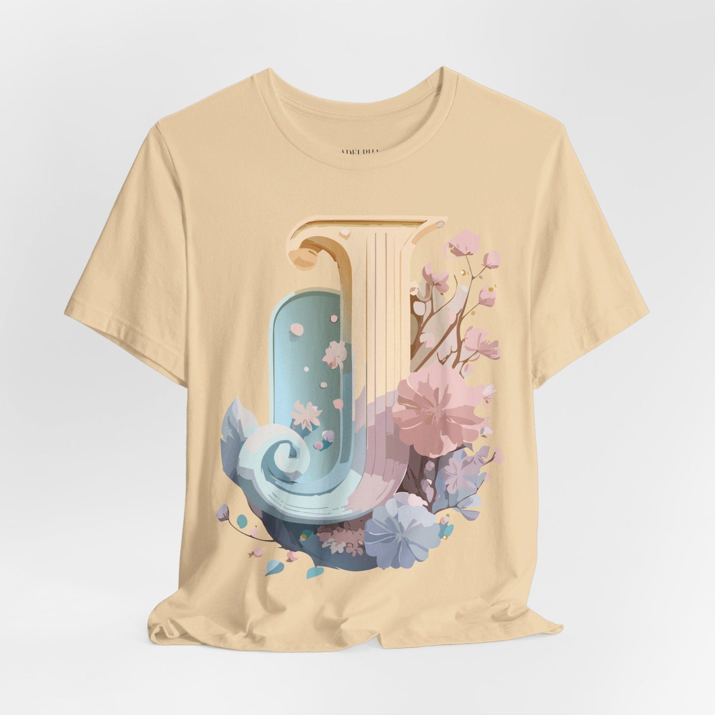 Letter J Shirt Unisex Graphic Tee Adelpha Vintage Inspired Artwork Design Short Sleeve