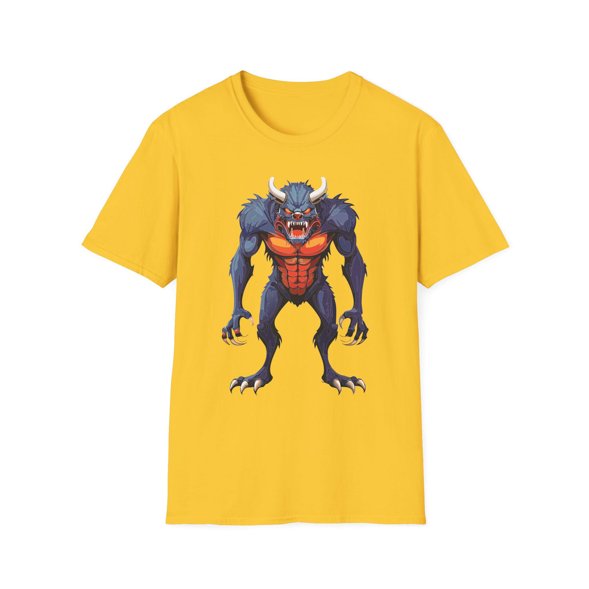 Werewolf Monster T-Shirt — Fierce Halloween Creature Cartoon Graphic Tee Unisex 100 Cotton Gildan T-Shirt