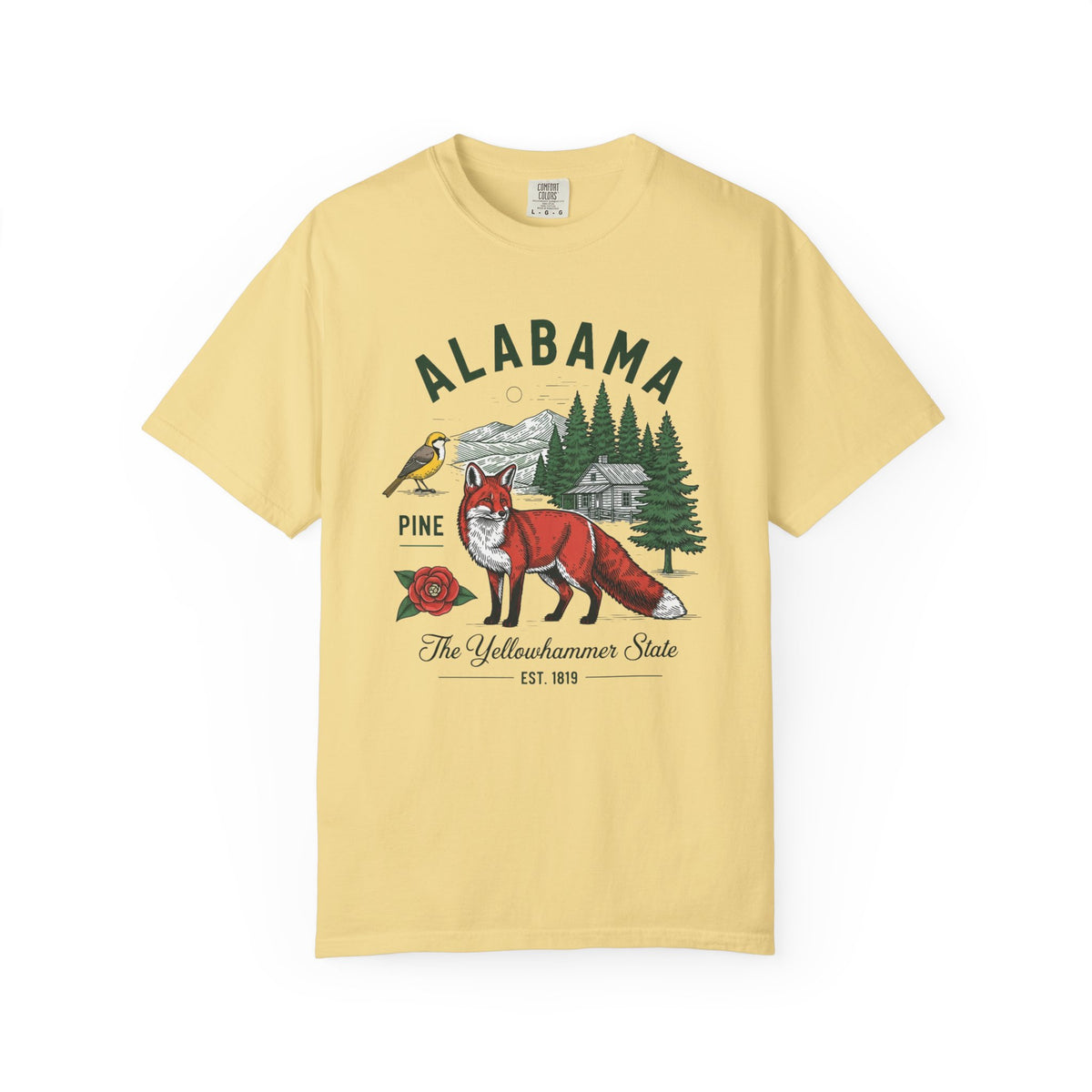 Alabama Graphic Unisex Heavyweight Garment-Dyed 100 US Cotton Tee Relaxed Fit - 3