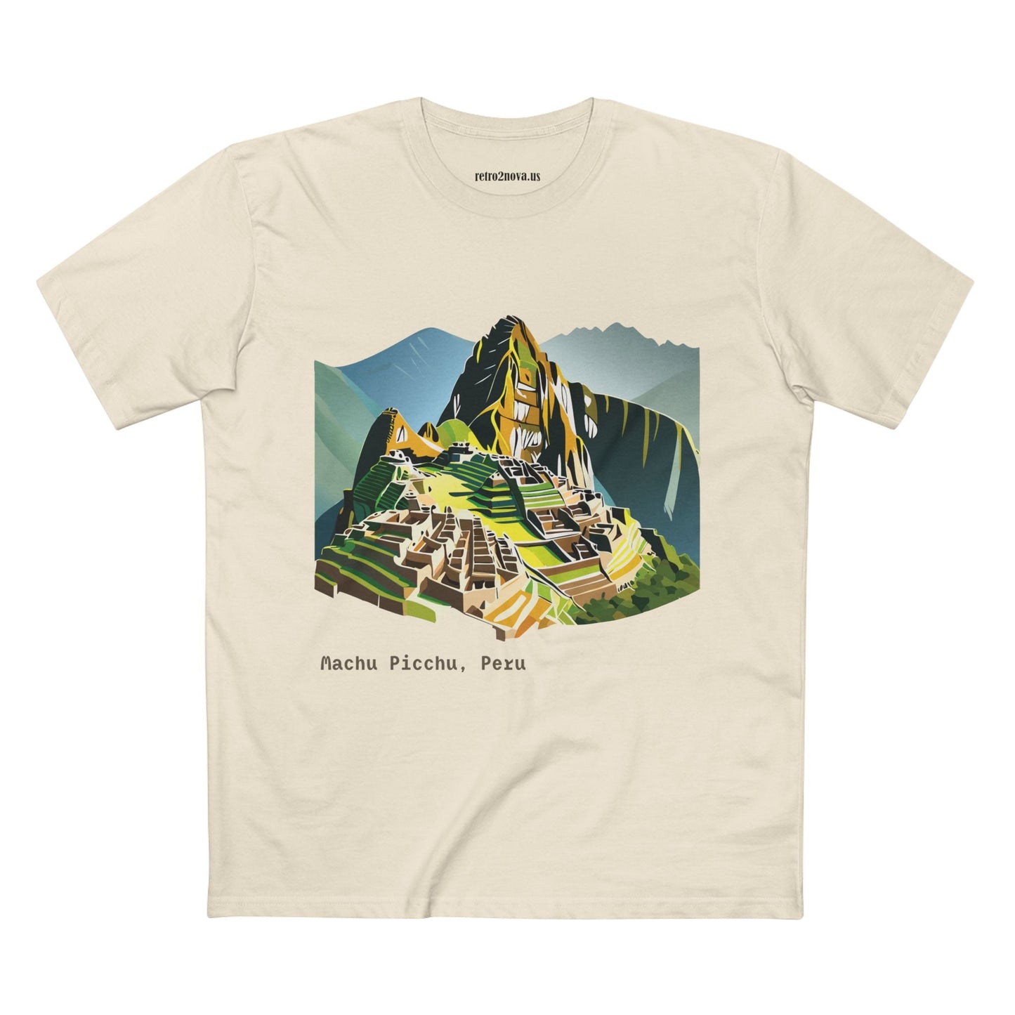 Retro2Nova Machu Picchu Travel Shirt Unisex Art Tee Premium Cotton Staple Tee With Original Design