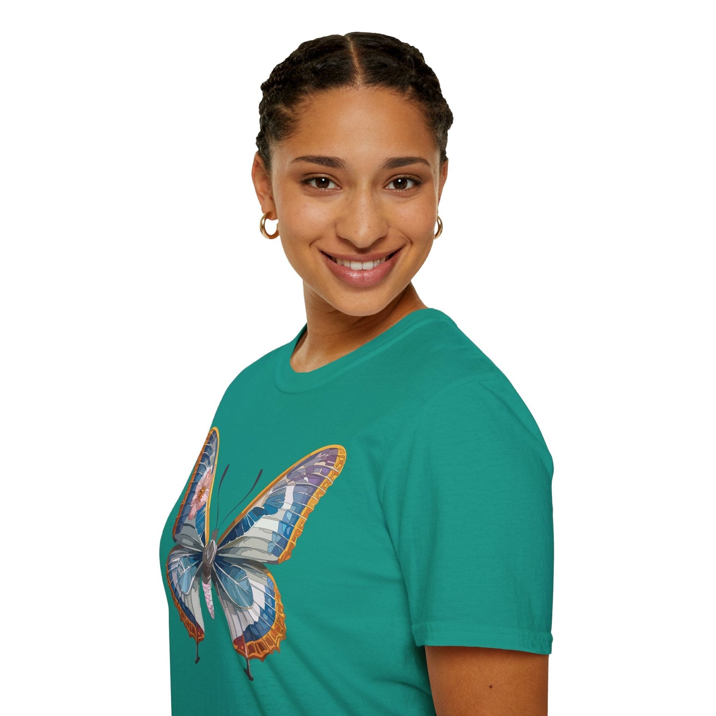 Unisex Butterfly Shirt Softstyle Tee 100 Percent Ring Spun Cotton Monarch Print Tee