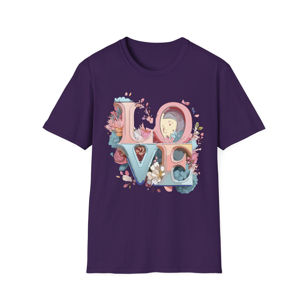 Floral LOVE Lettering T-Shirt | Pastel Botanical Typography