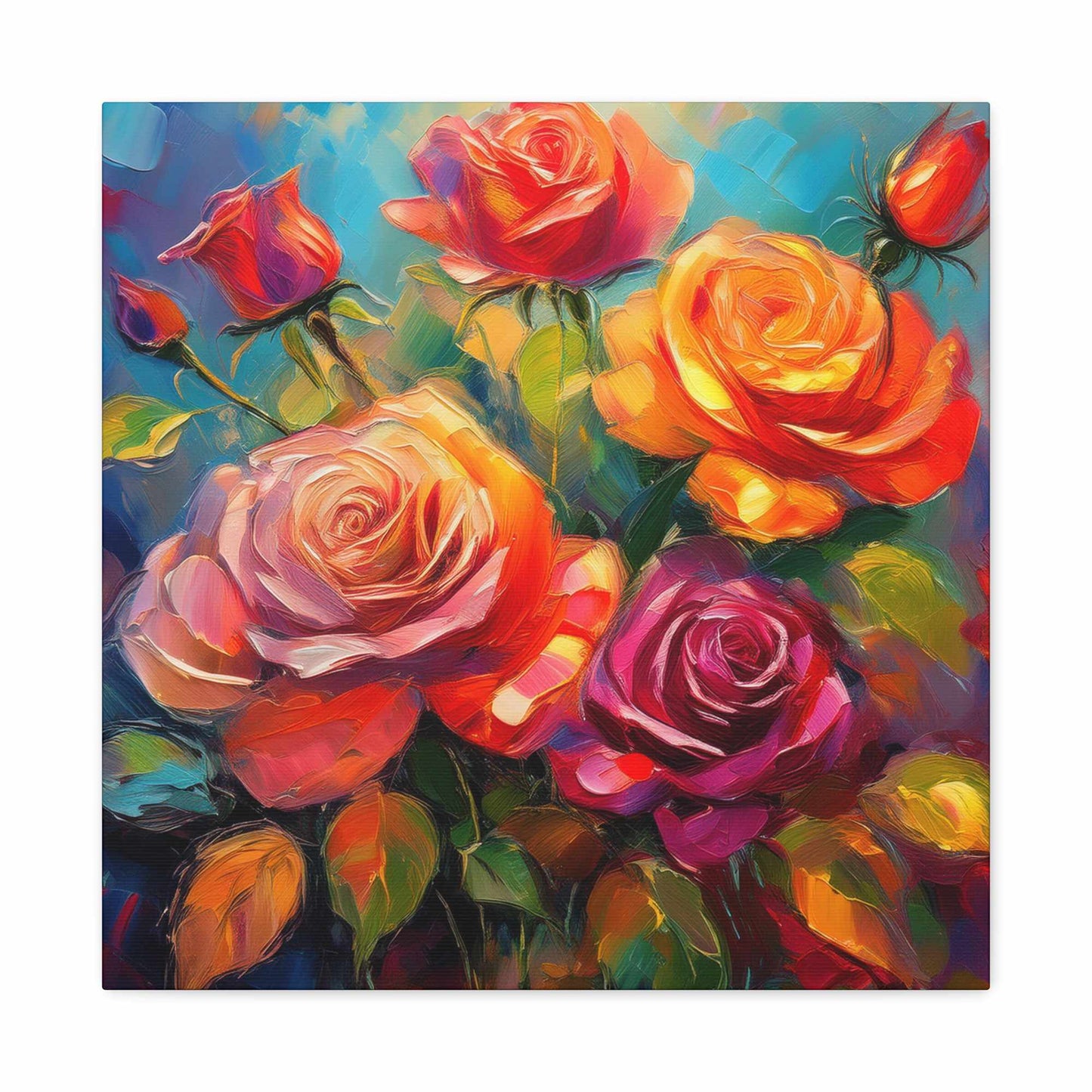 Orange Roses Print Canvas, Roses Oil Paint Print 20x20, 24x24, 30x30, 32x32, 36x36, Floral Art Design Print Non-Frame MC-17