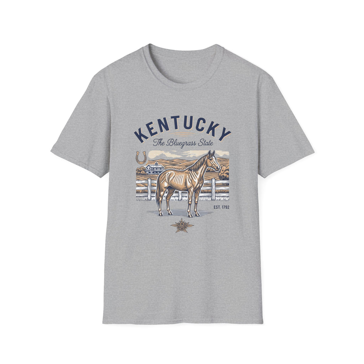 Kentucky Horse Ranch T‑Shirt — The Bluegrass State Travel Tourist Graphic Design Unisex 100 Cotton Gildan T-Shirt